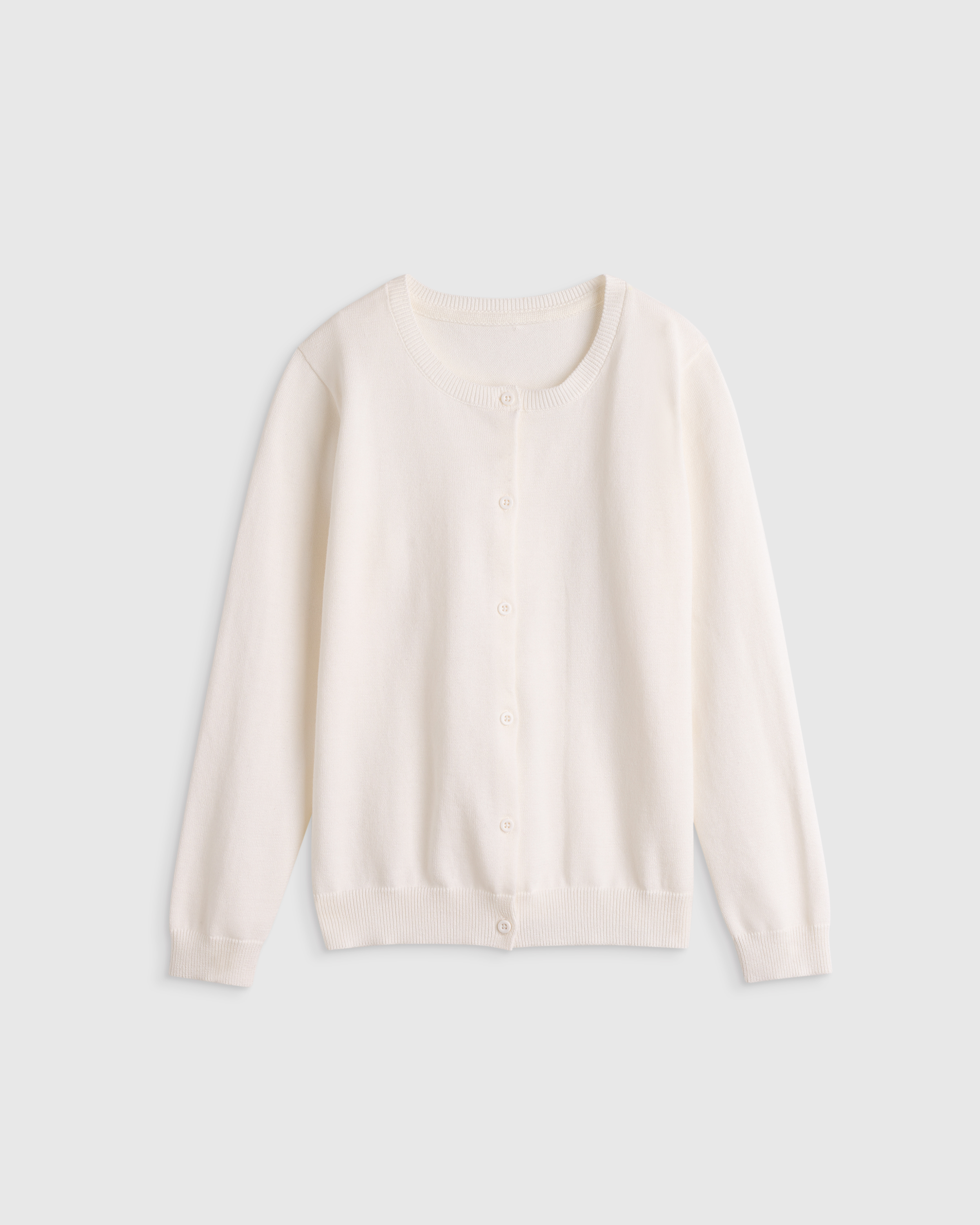 Ivory 100% Organic Cotton Crewneck Cardigan 