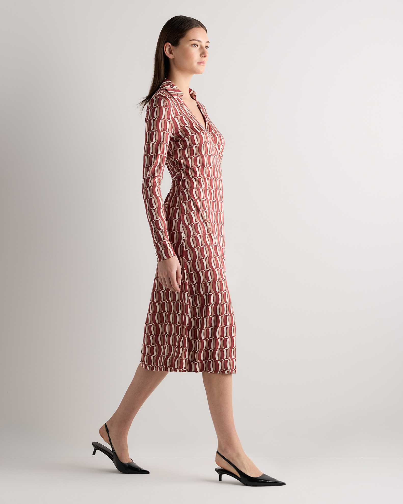 100% Silk Jersey Midi Wrap Dress in Crimson Prism 100% Silk Jersey Midi Wrap Dress in Crimson Prism