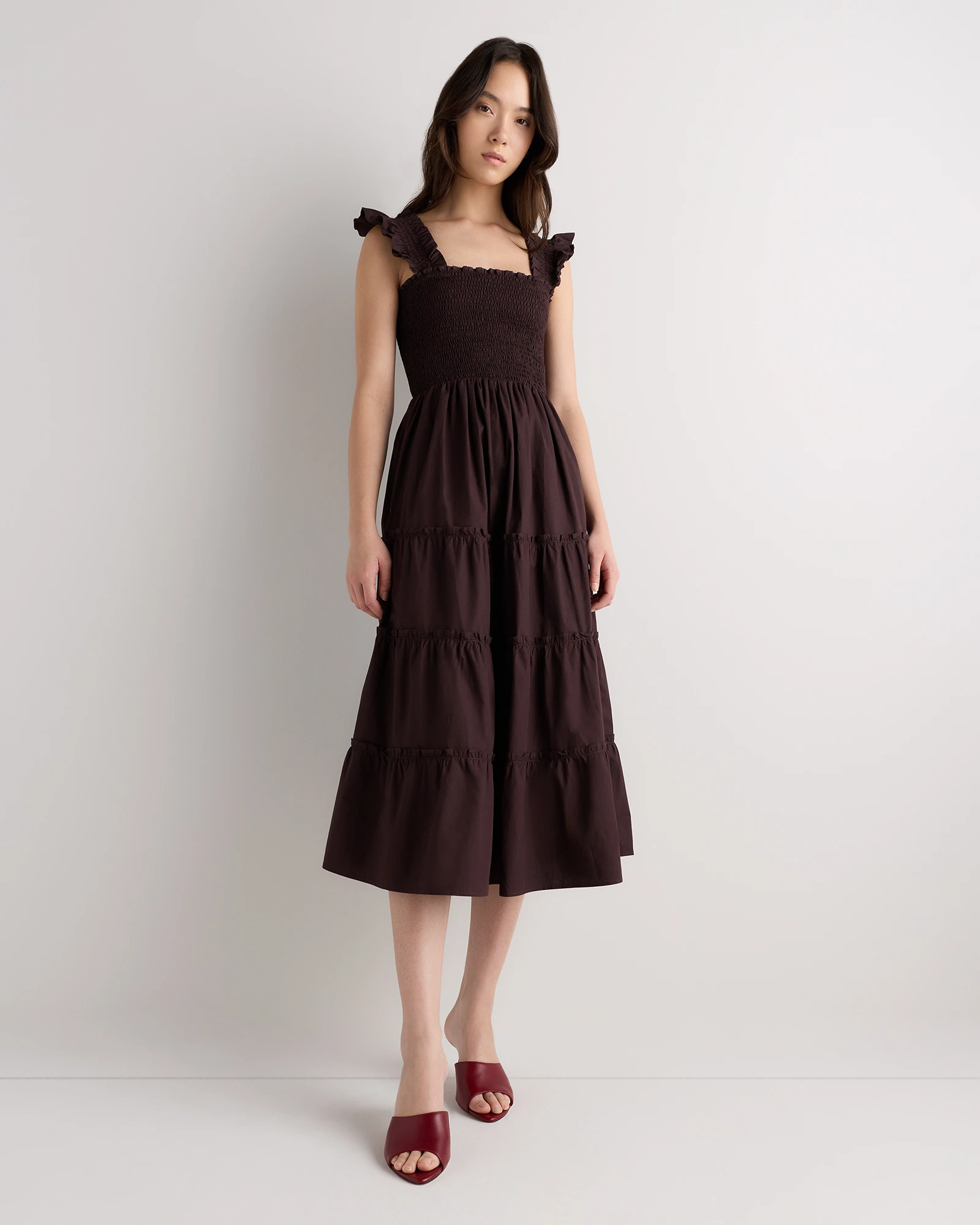 100% Organic Cotton Smocked Midi Dress