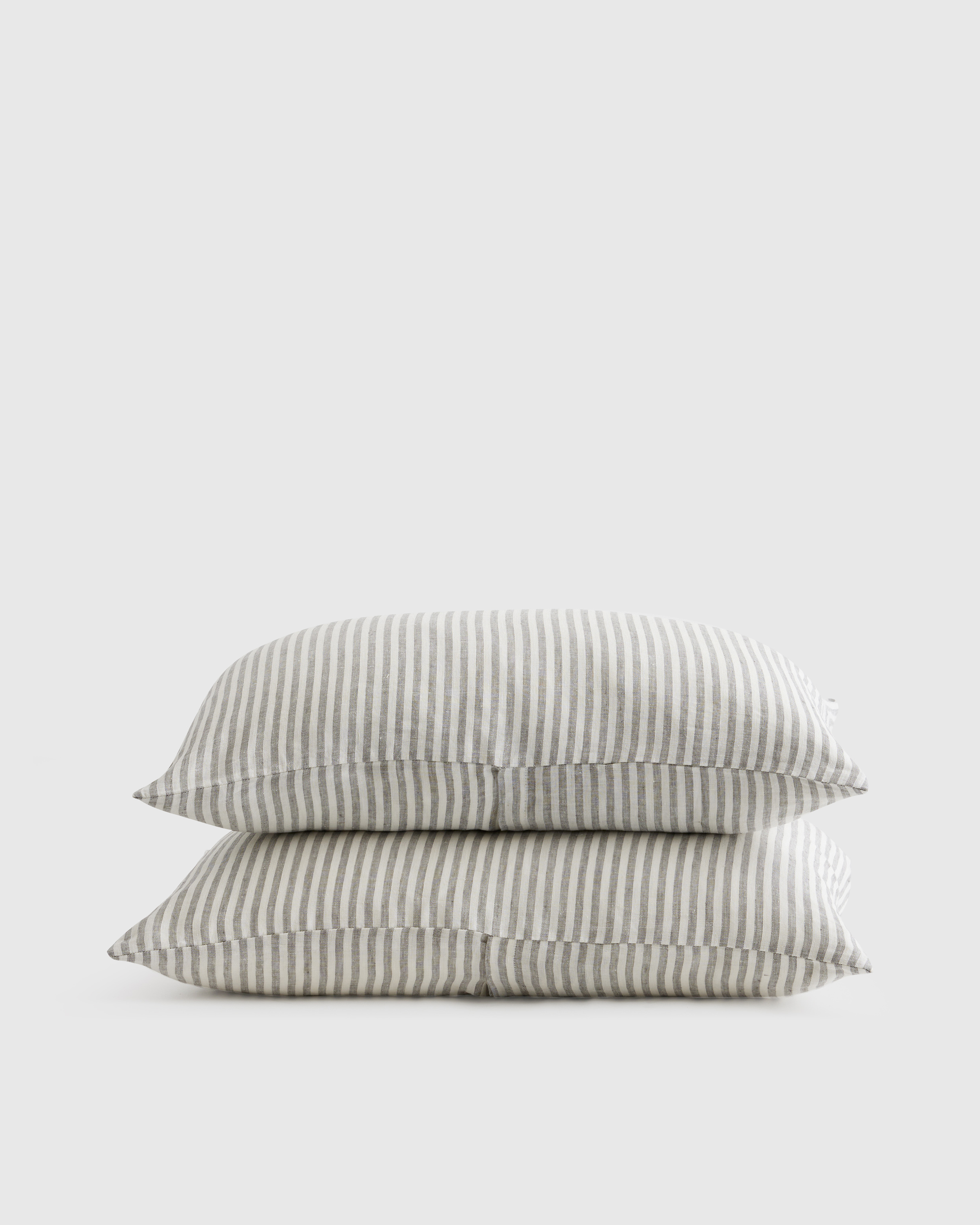 Grey/White Stripe European Linen Stripe Sham Set
