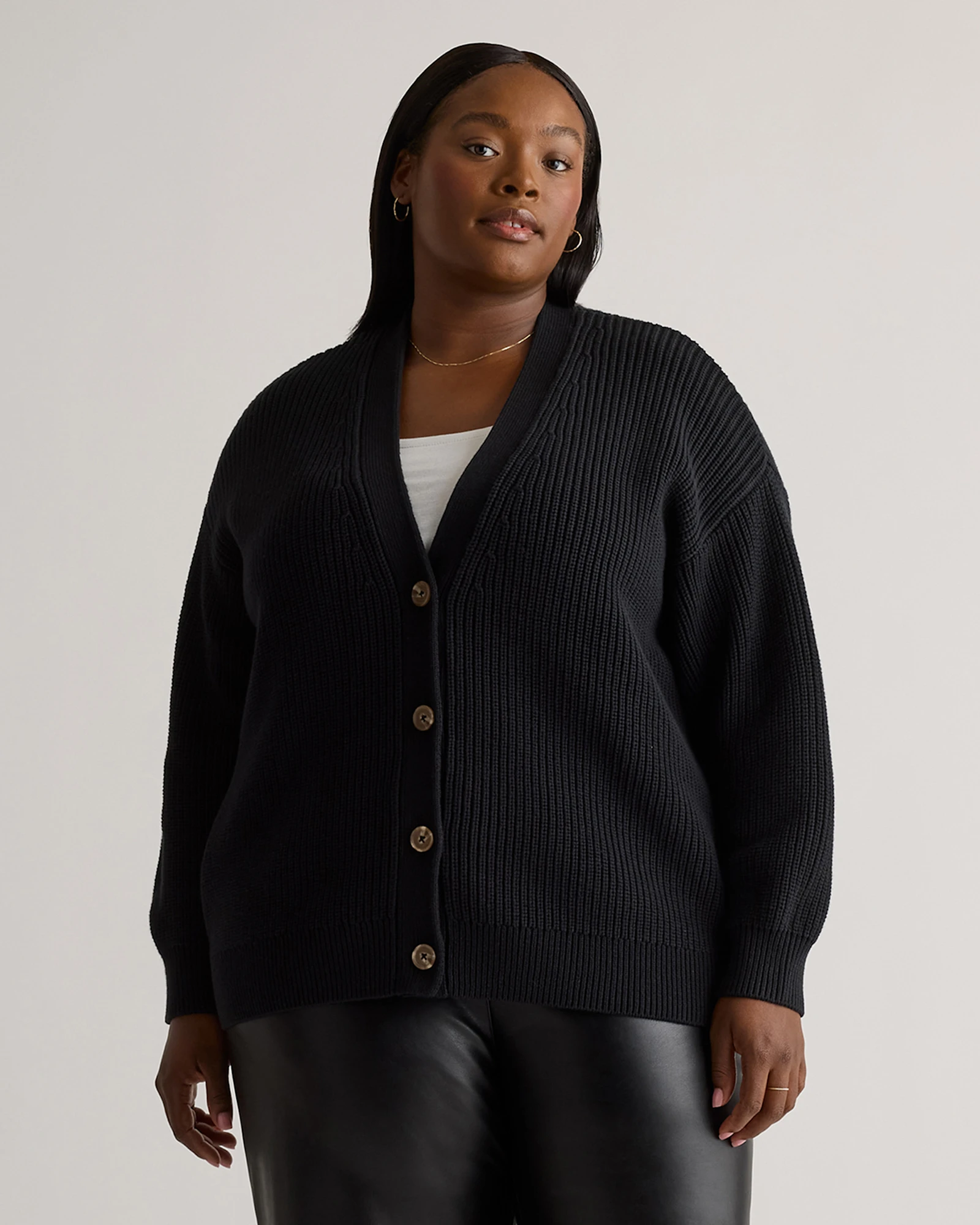 100% Organic Cotton Oversized Boyfriend Cardigan - Plus Size