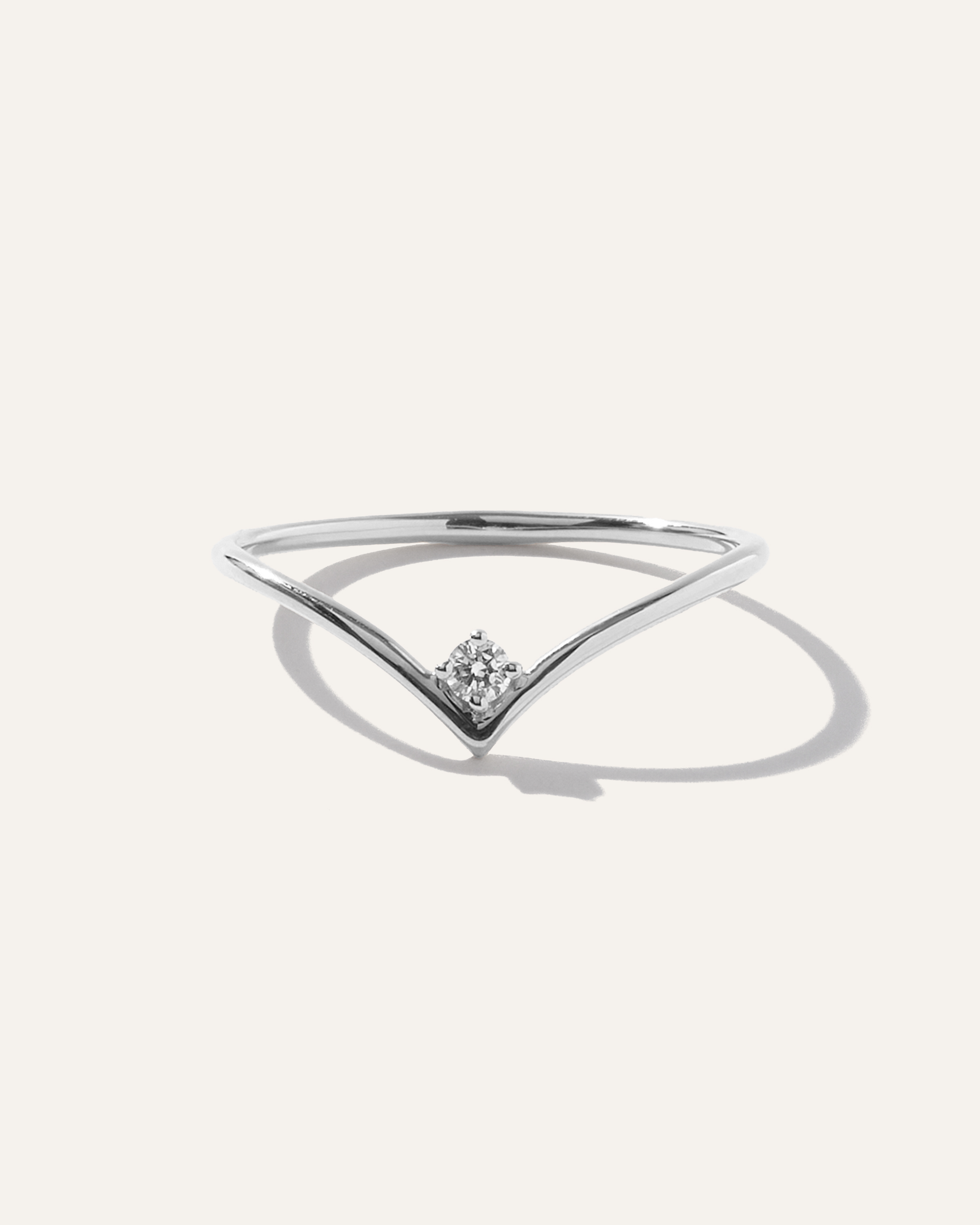 White Gold 14K Gold Solitaire Diamond Chevron Ring