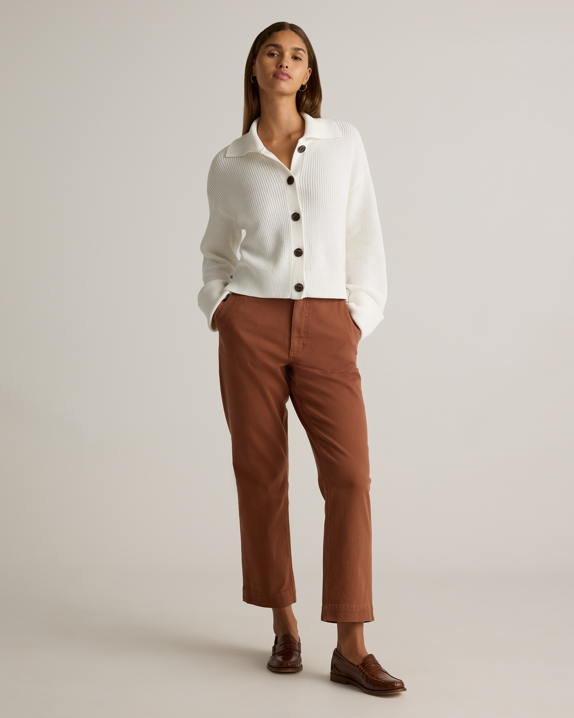 100% Organic Cotton Fisherman Collared Cardigan