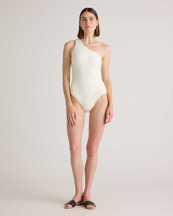 Ivory Italian One Shoulder One-Piece Swimsuit