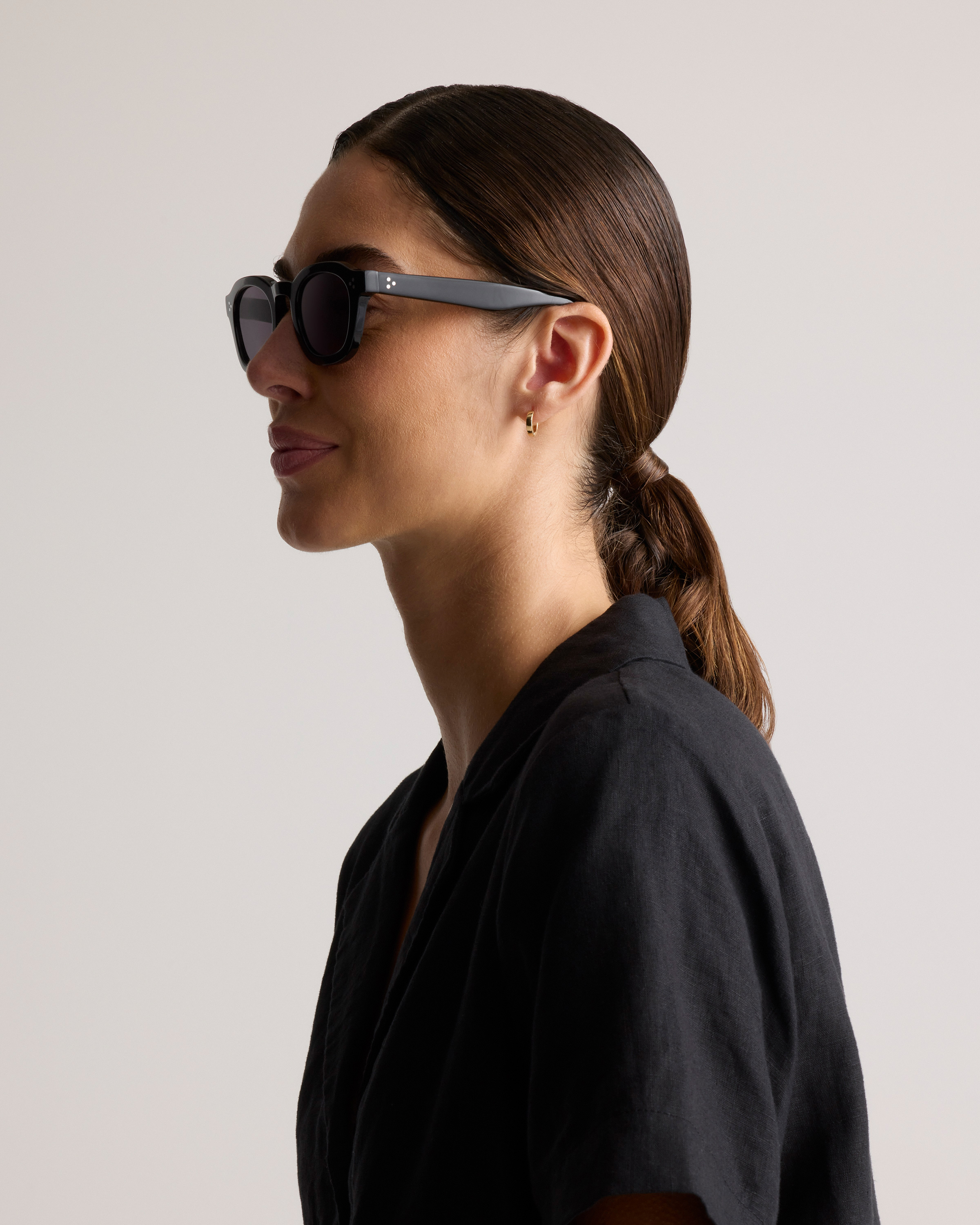 Maldives Polarized Acetate Sunglasses in Black with Grey lens display picture 1