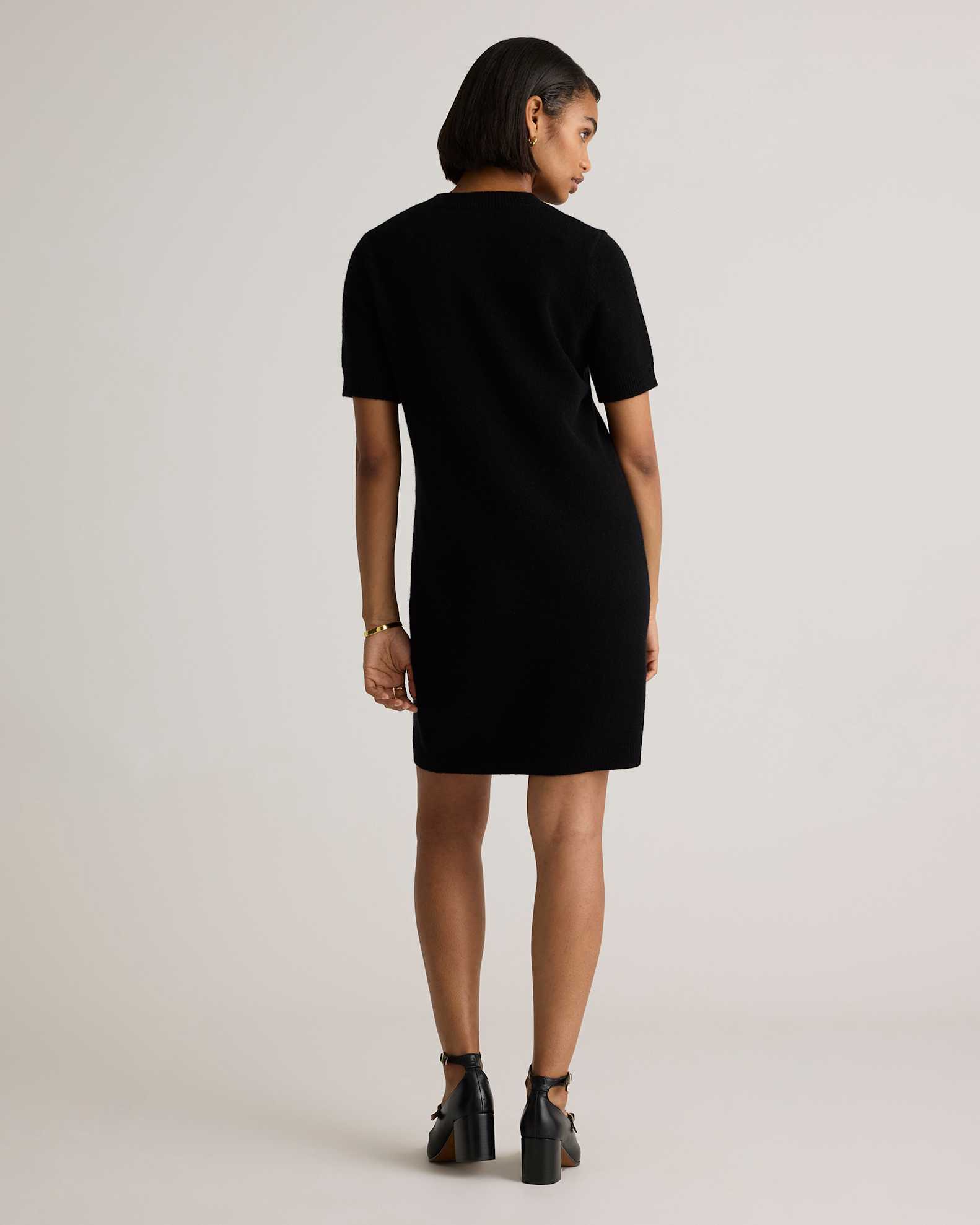 Mongolian Cashmere Short Sleeve Mini Dress in Black Mongolian Cashmere Short Sleeve Mini Dress in Black