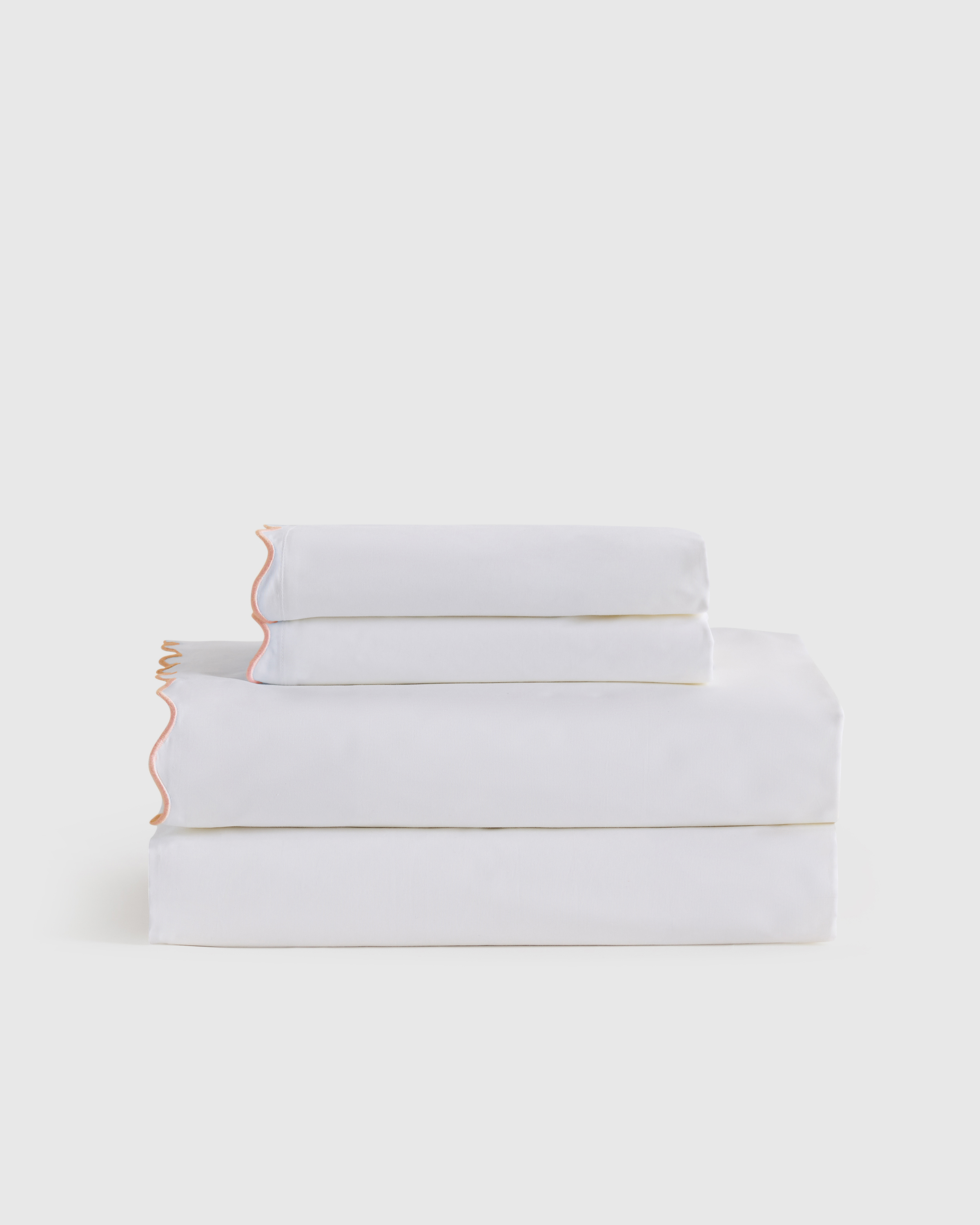 White/Rose Classic Organic Percale Scallop Sheet Set