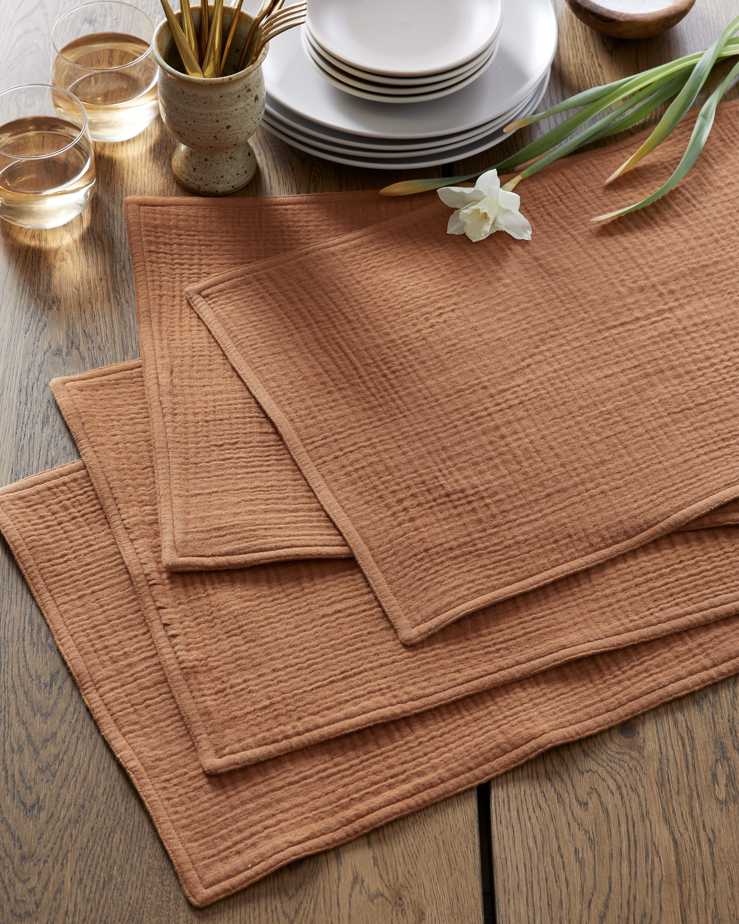 Organic Airy Gauze Placemats (Set of 8) - Terracotta