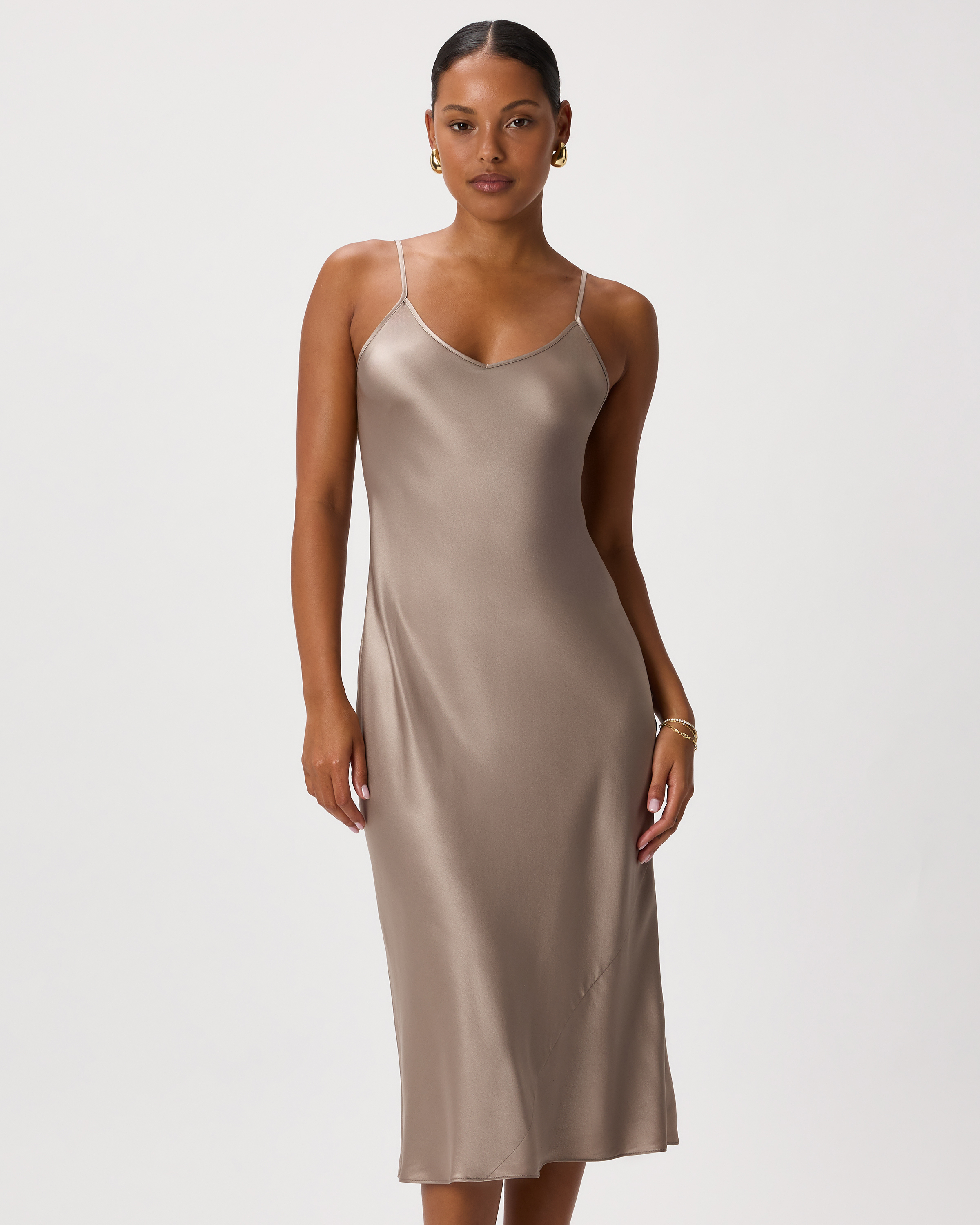 slim fit dress slacks Silver Silk Slip Dress main image 1