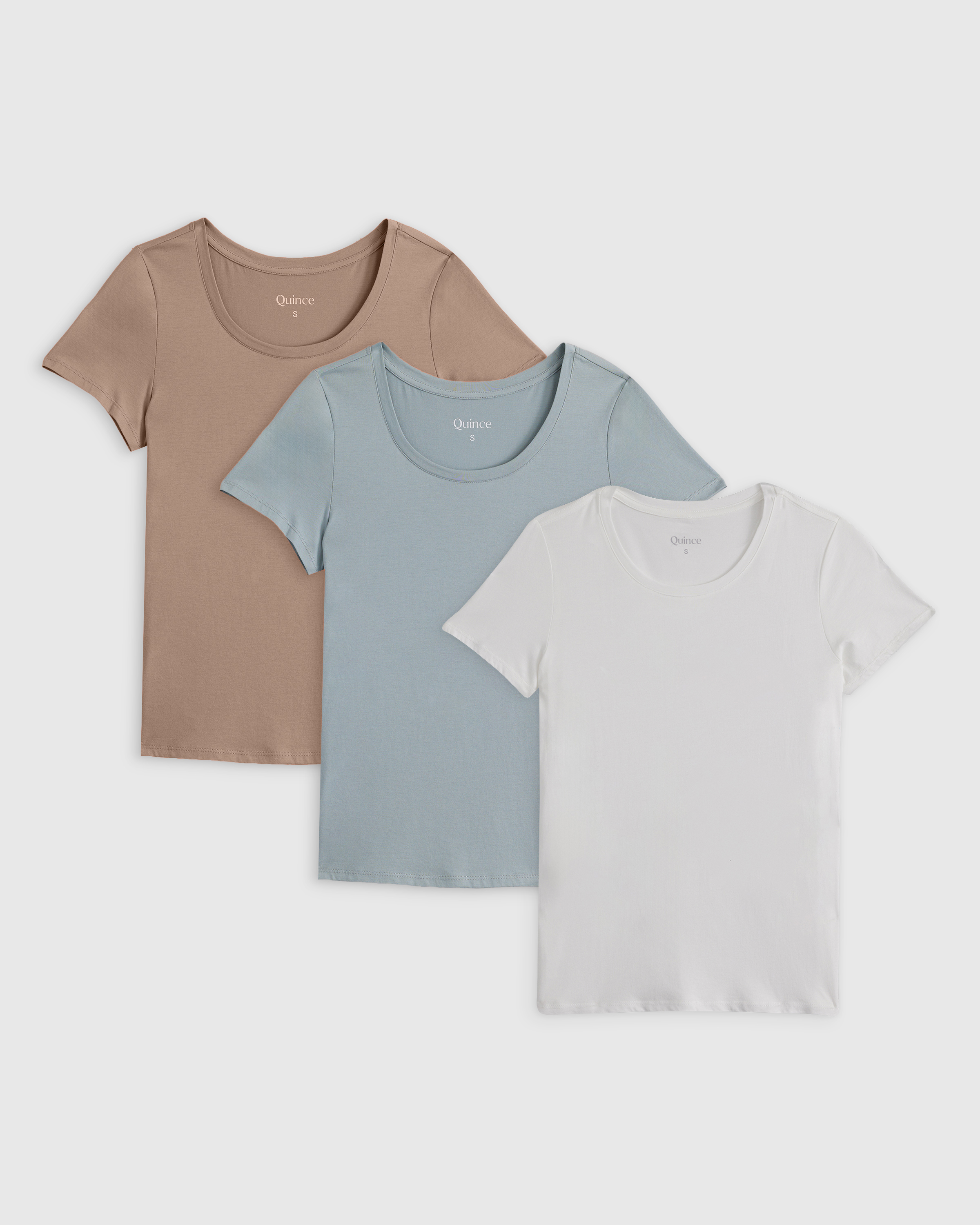 Dark Taupe Cotton Modal Scoop Neck Tee 3 Pack Bundle