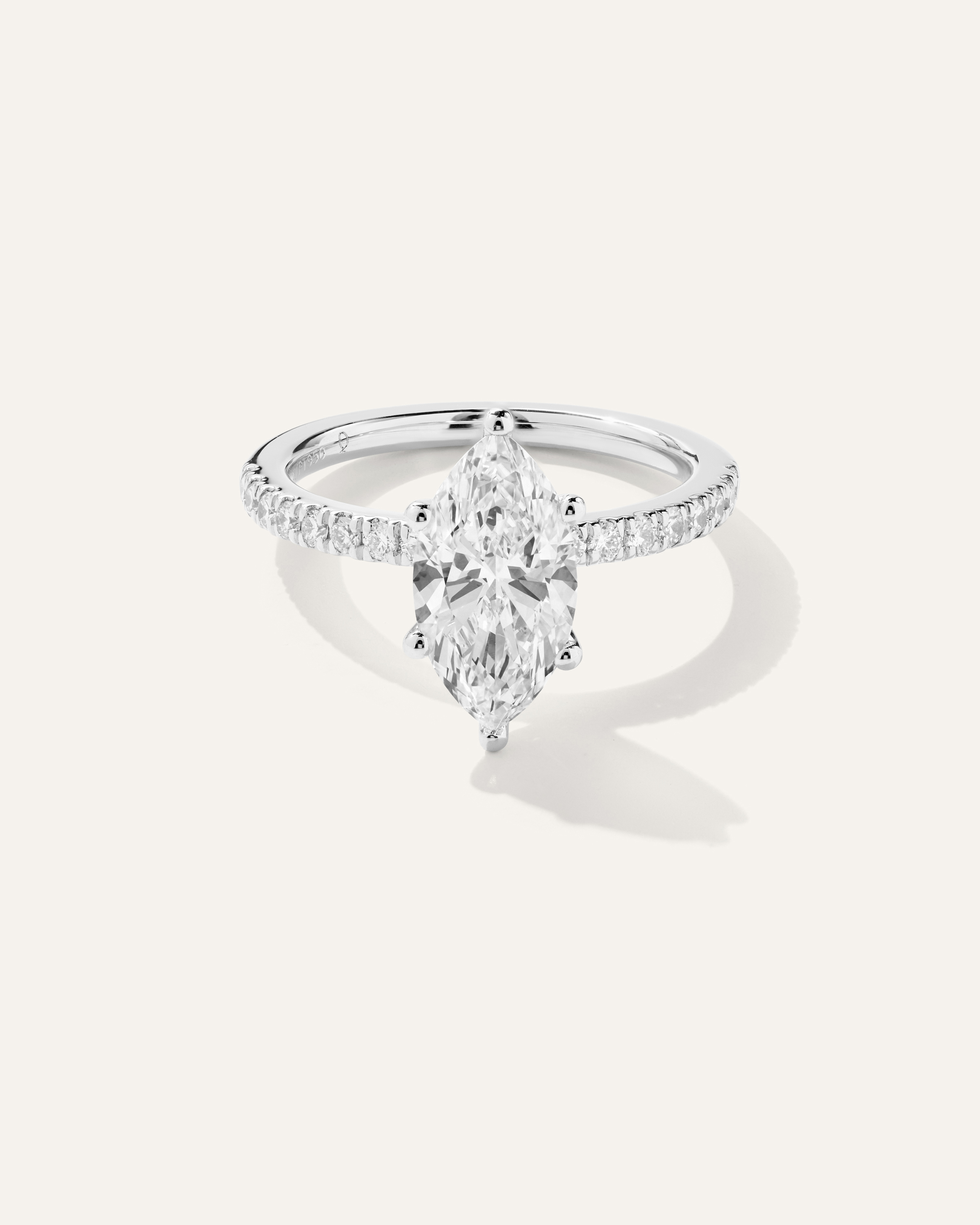 Platinum Lab Grown Diamond Marquise Petite Pave Engagement Ring - 2ct