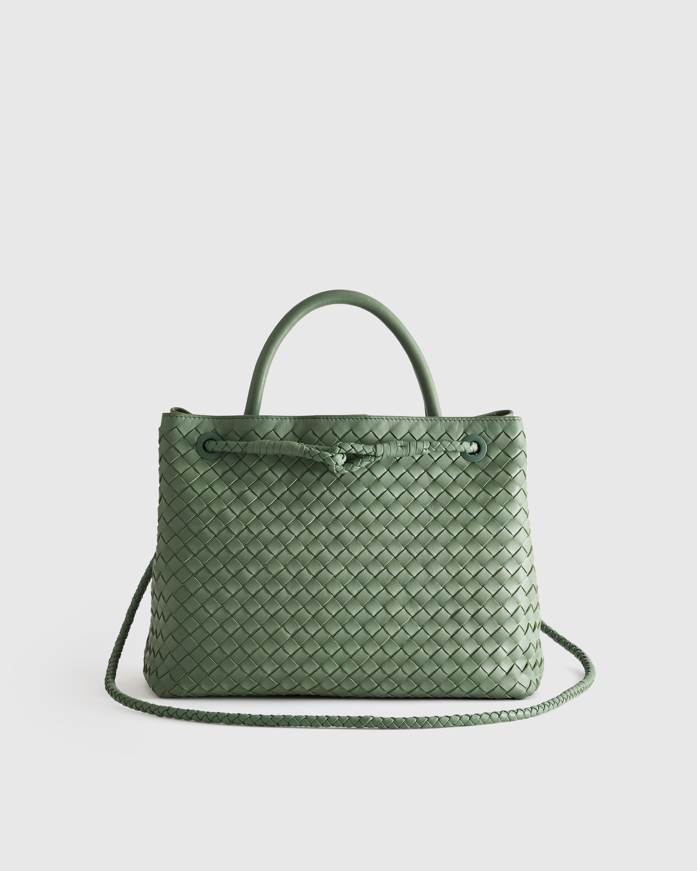 Quince Women's Italian Leather Handwoven Satchel