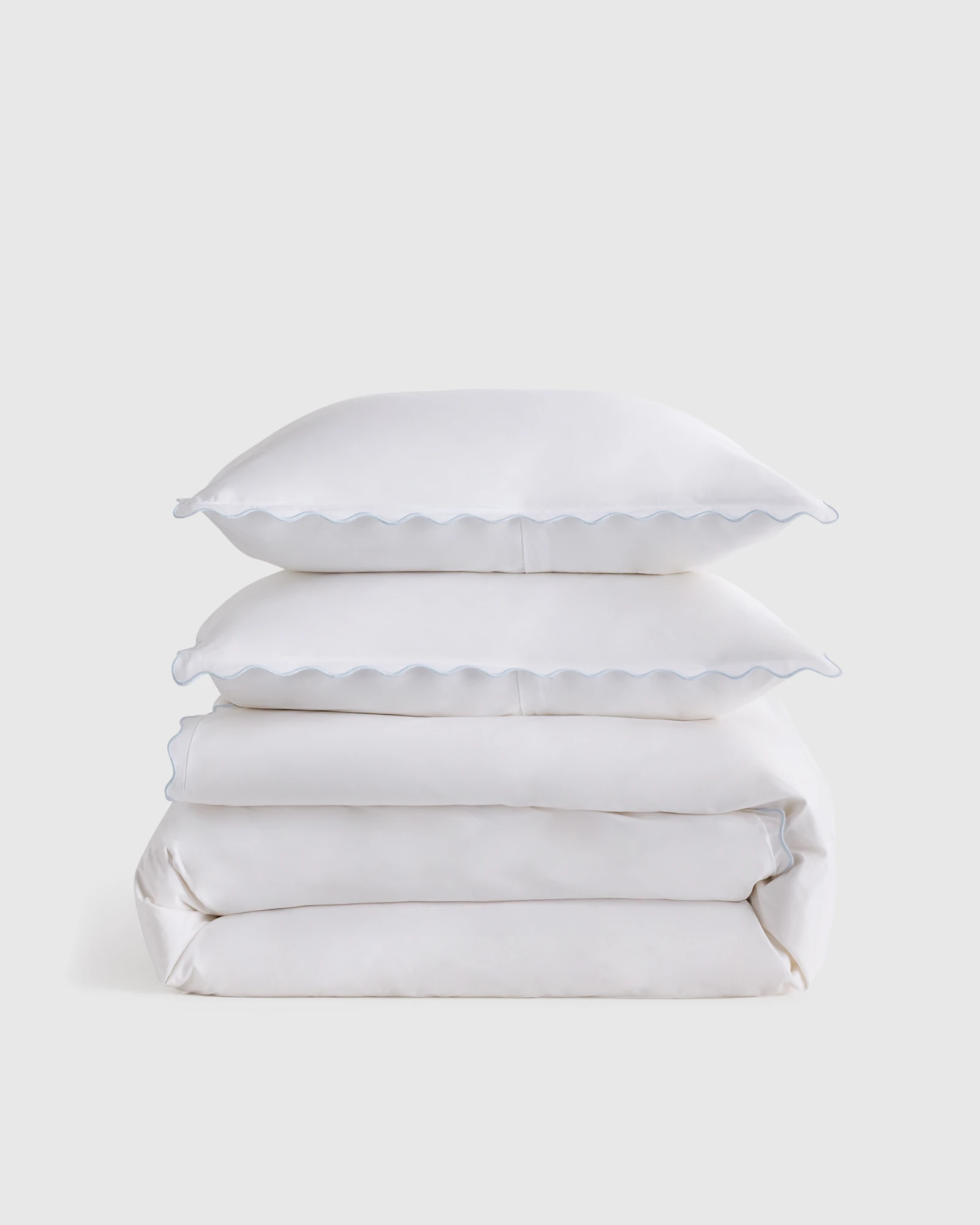 Wave Scallop Organic Percale Duvet Cover Set