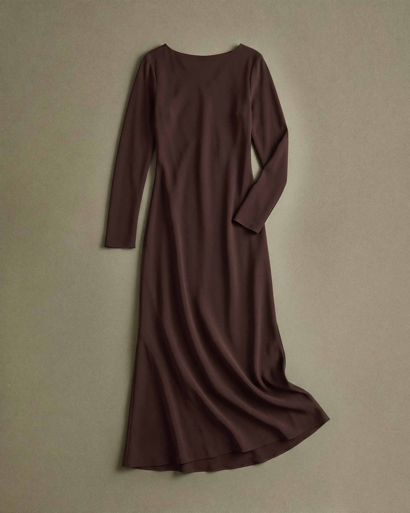 Washable Stretch Silk Long Sleeve Maxi Dress