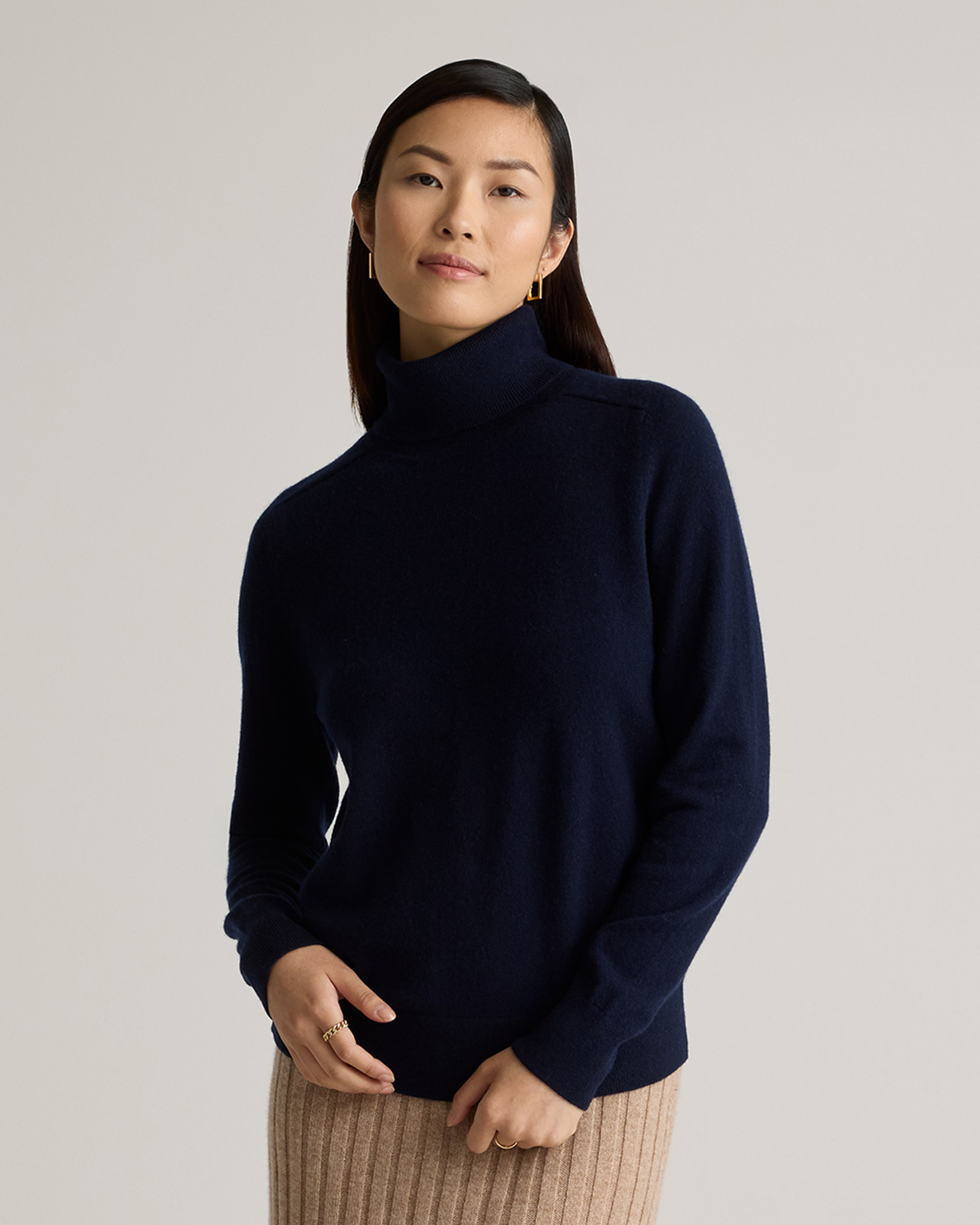True Navy Mongolian Cashmere Turtleneck Sweater