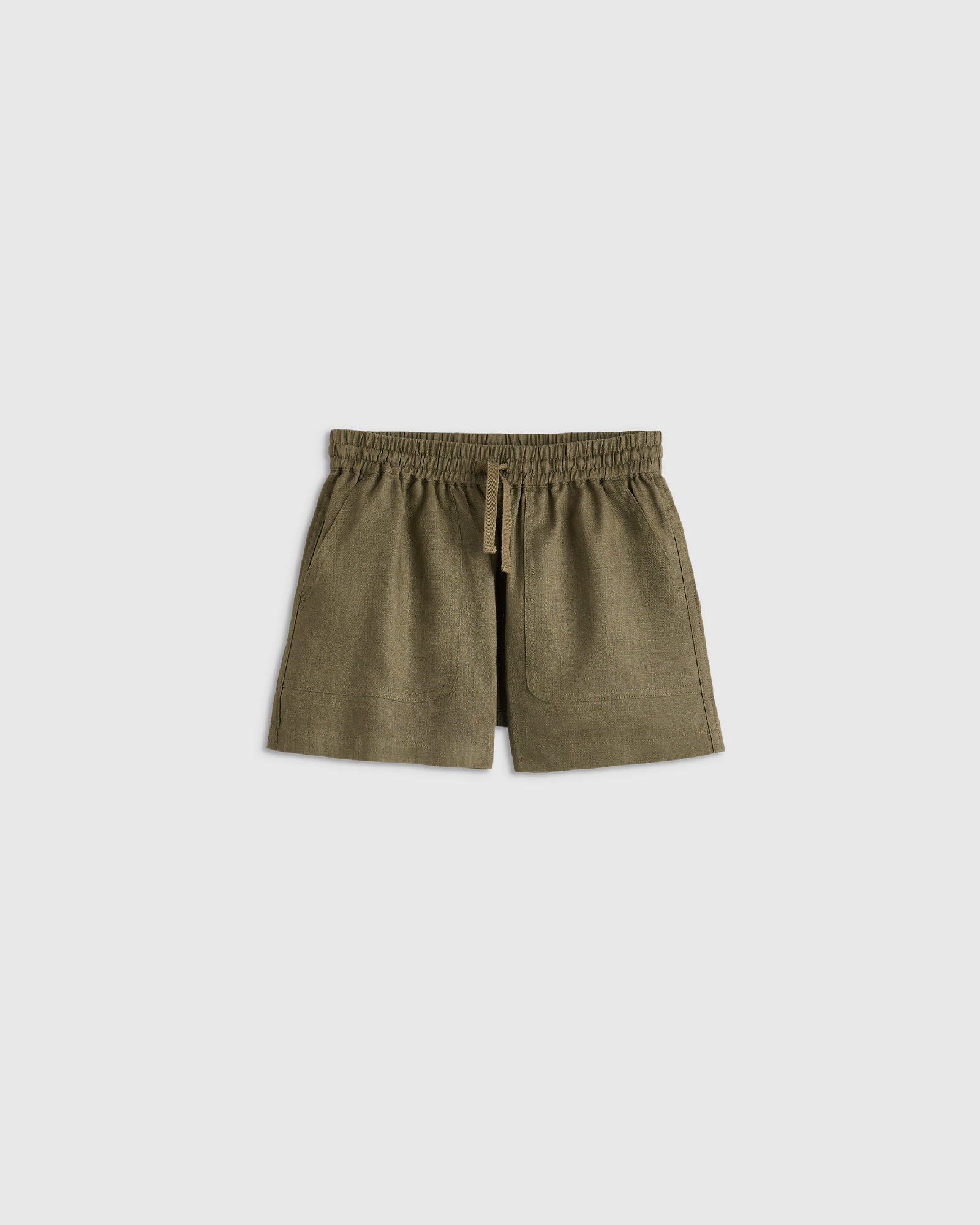 Bayberry Olive 100% European Linen Drawstring Shorts