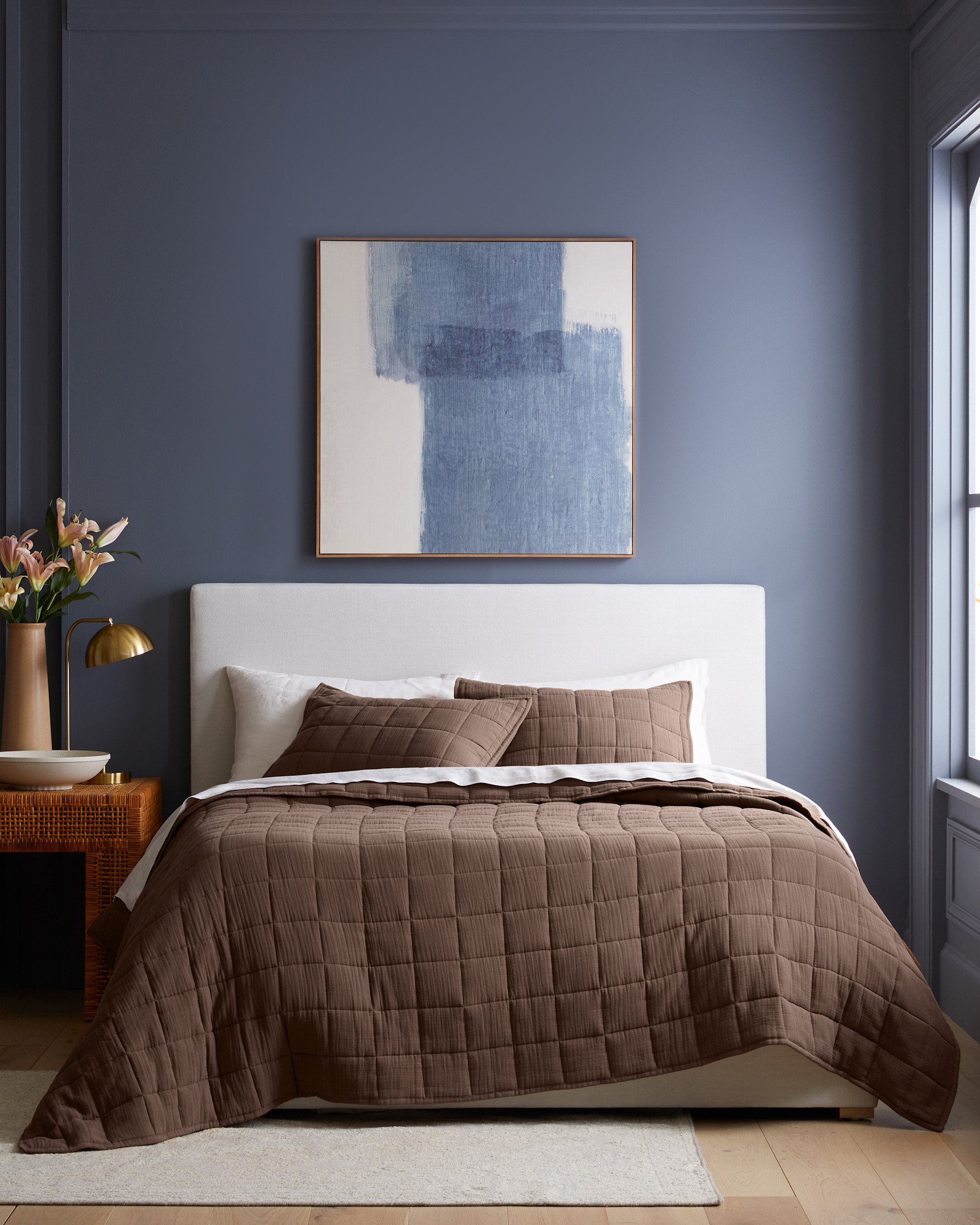 Organic Airy Gauze Box Quilt Set - Chocolate, King/Cal King