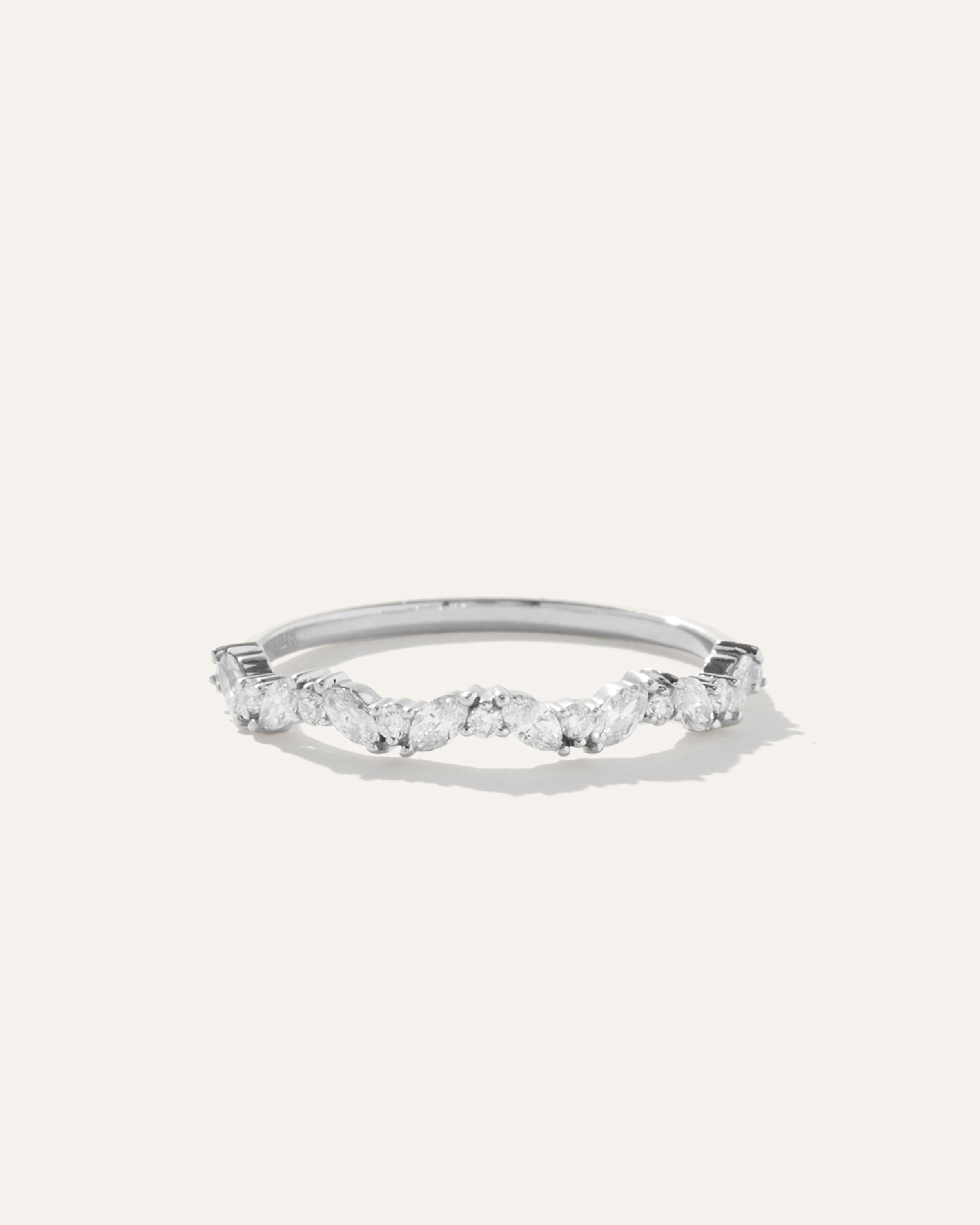 White Gold 14K Gold Diamond Slanted Marquise and Round Band