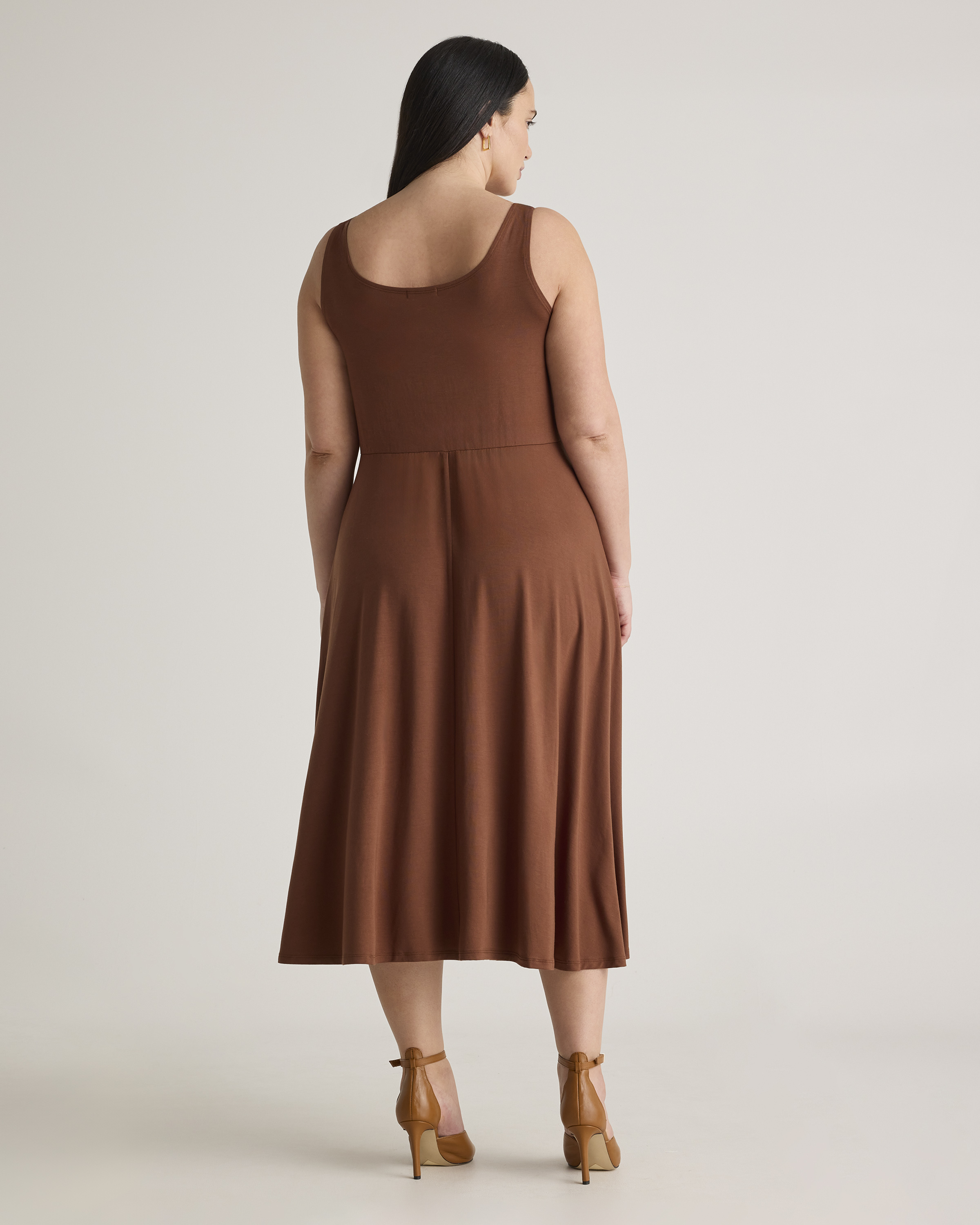 Tencel Jersey Fit & Flare Dress - Plus Size in Brown