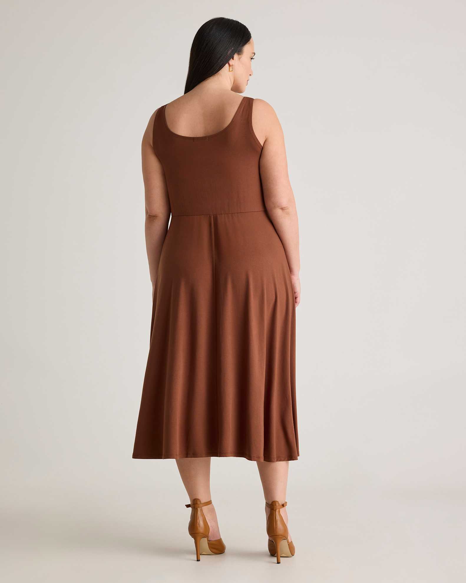 Tencel Jersey Fit & Flare Dress - Plus Size in Brown Tencel Jersey Fit & Flare Dress - Plus Size in Brown