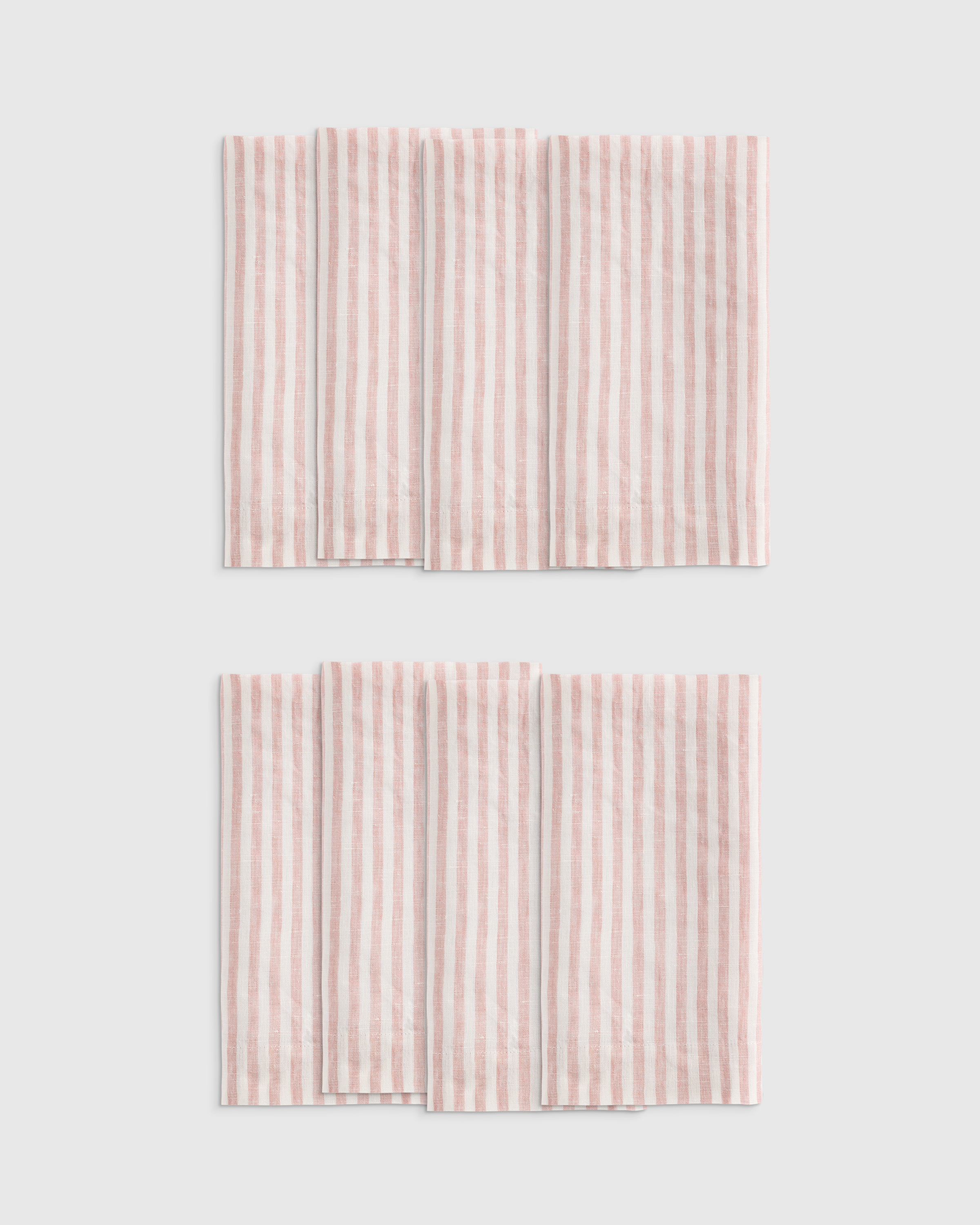 Dusty Mauve/White Stripe European Linen Wide-Hem Stripe Napkins, Set of 8