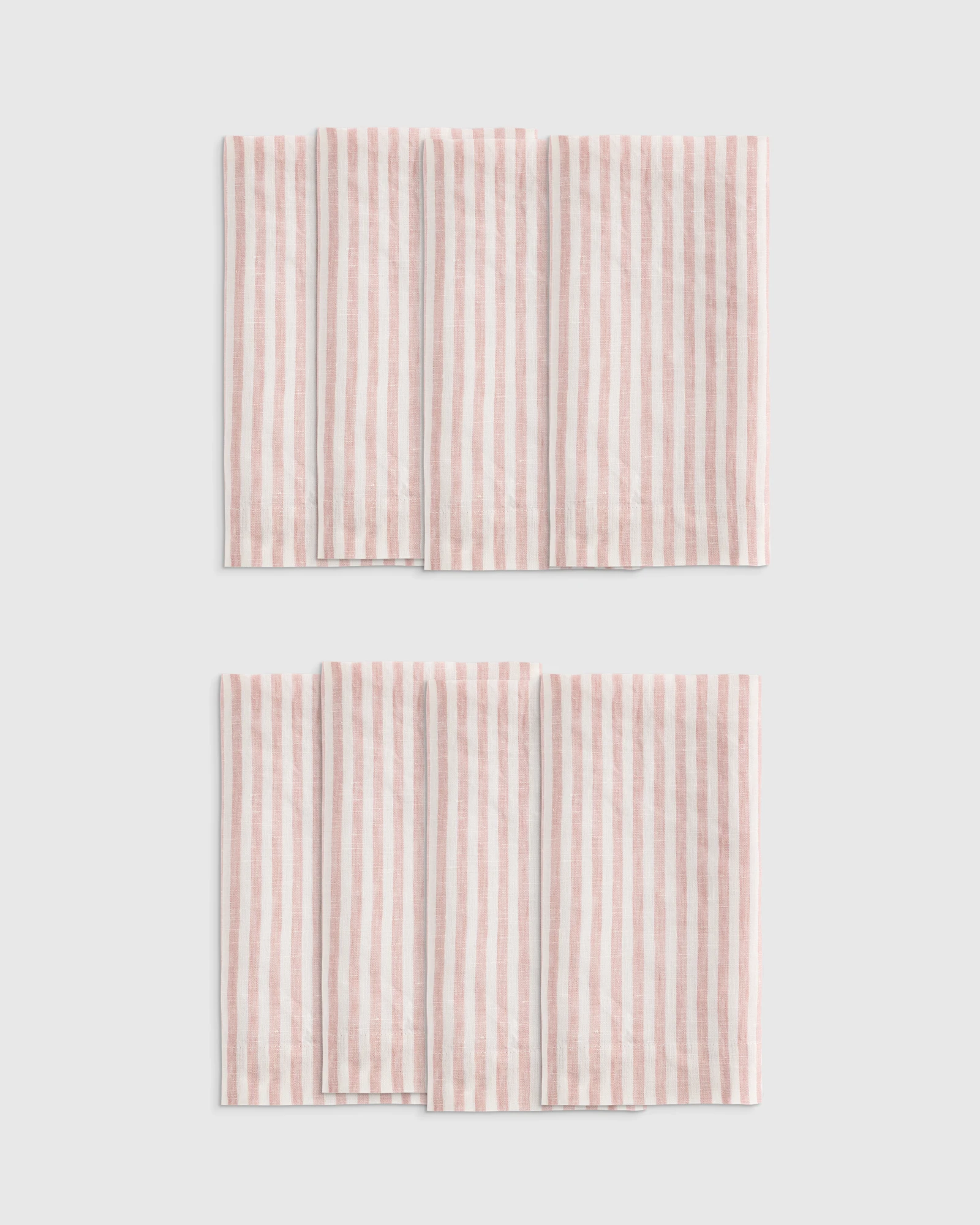 European Linen Wide-Hem Stripe Napkins, Set of 8
