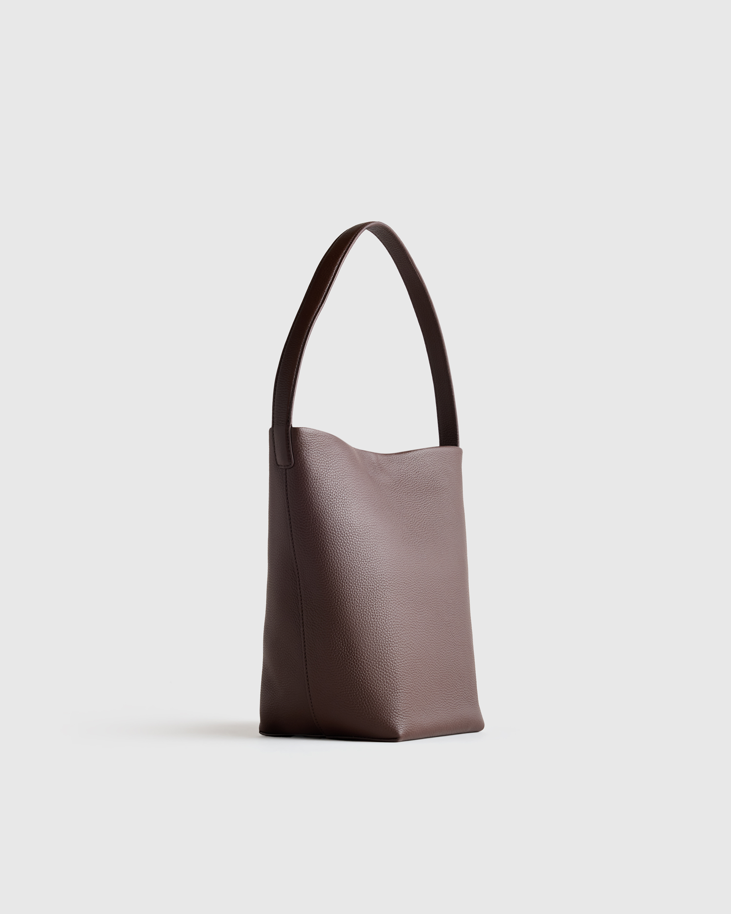 Italian Leather Soft Bucket Shoulder Bag in Espresso Brown  display picture 2