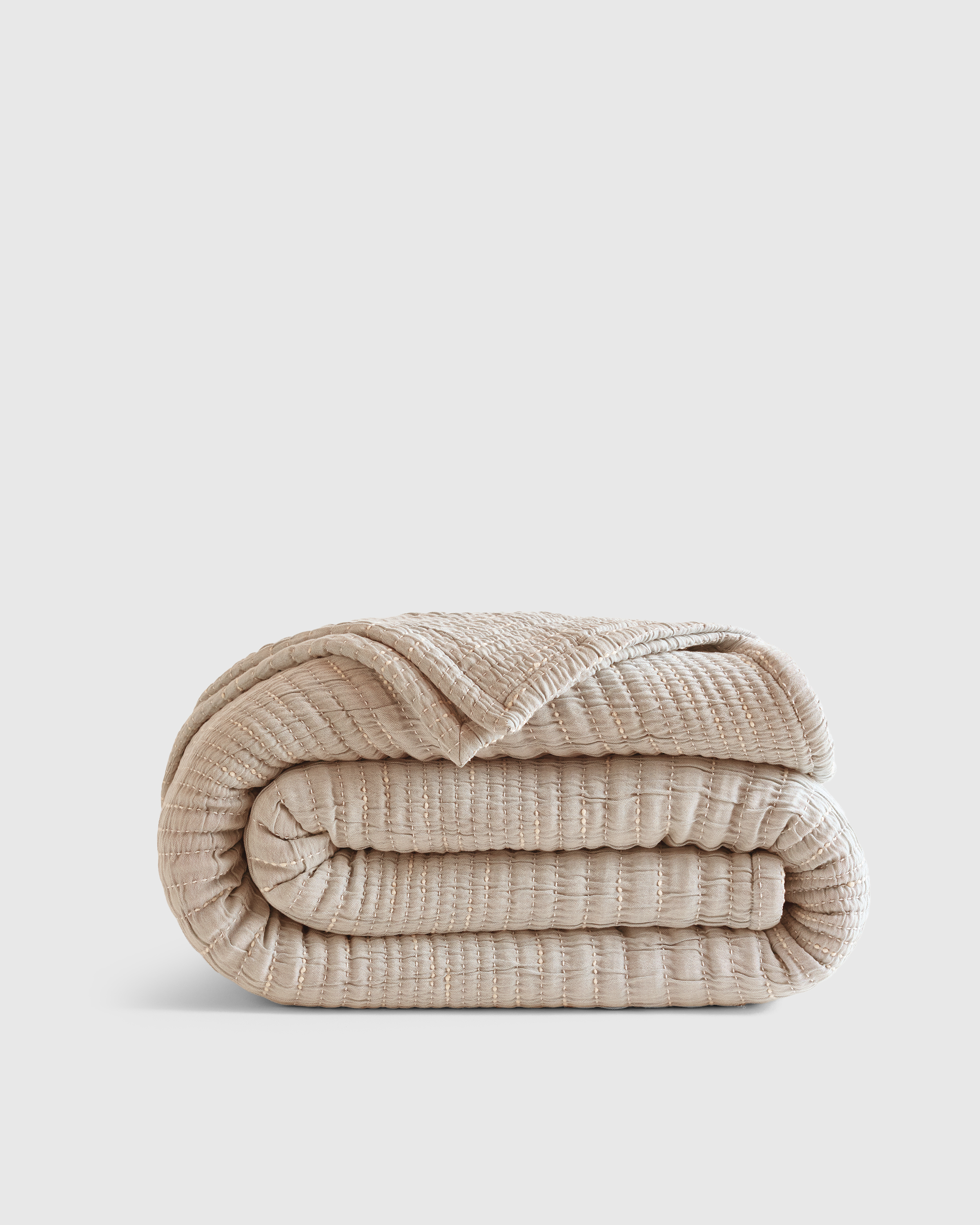 Sand Organic Cotton Channel Stitch Coverlet