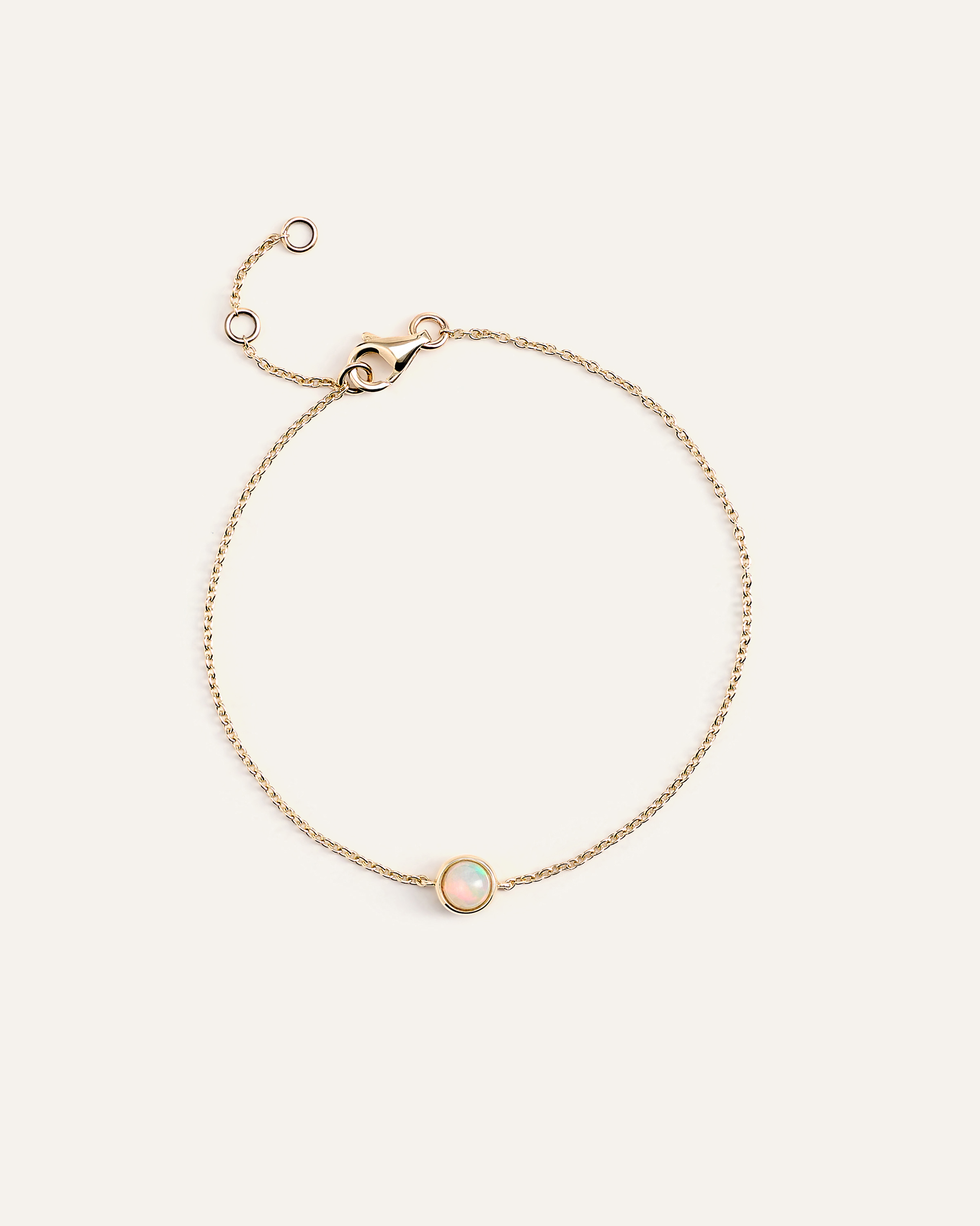 Opal 14K Gold Birthstone Solitaire Bezel Bracelet