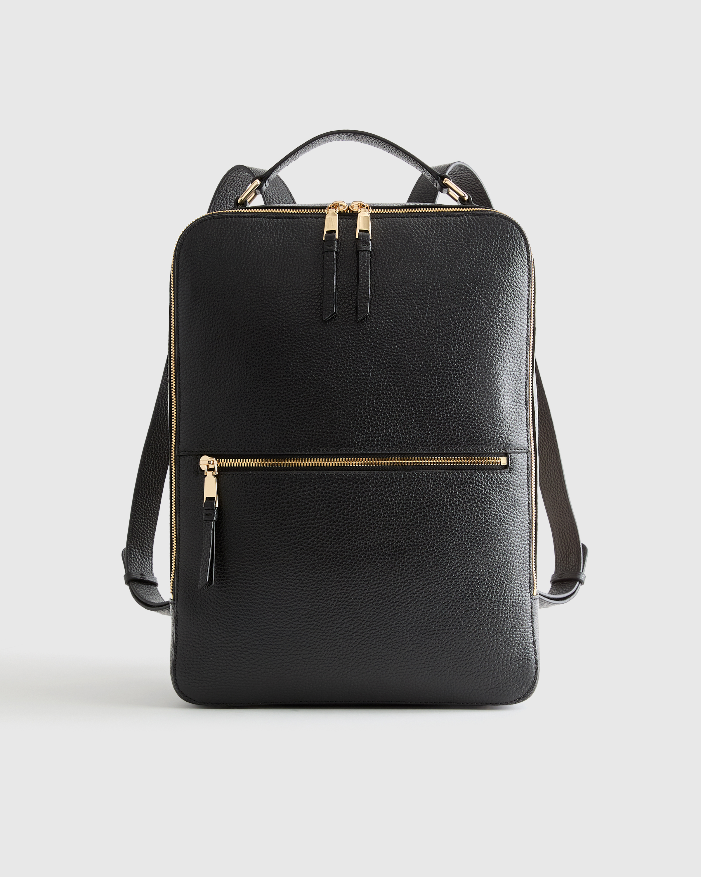 Black Italian Leather Laptop Backpack