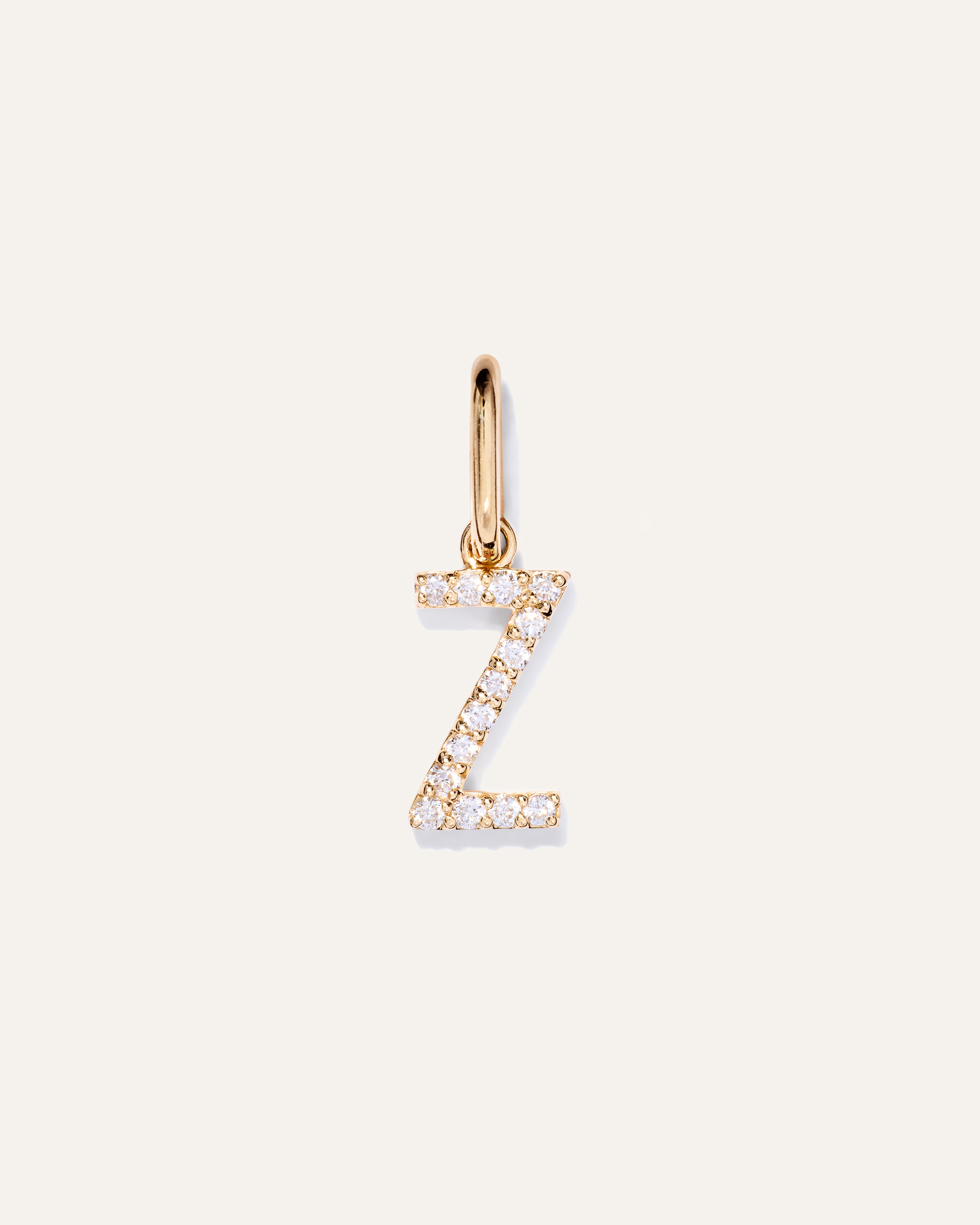 Yellow Gold Breloque en or 14 carats avec lettre pavée de diamants