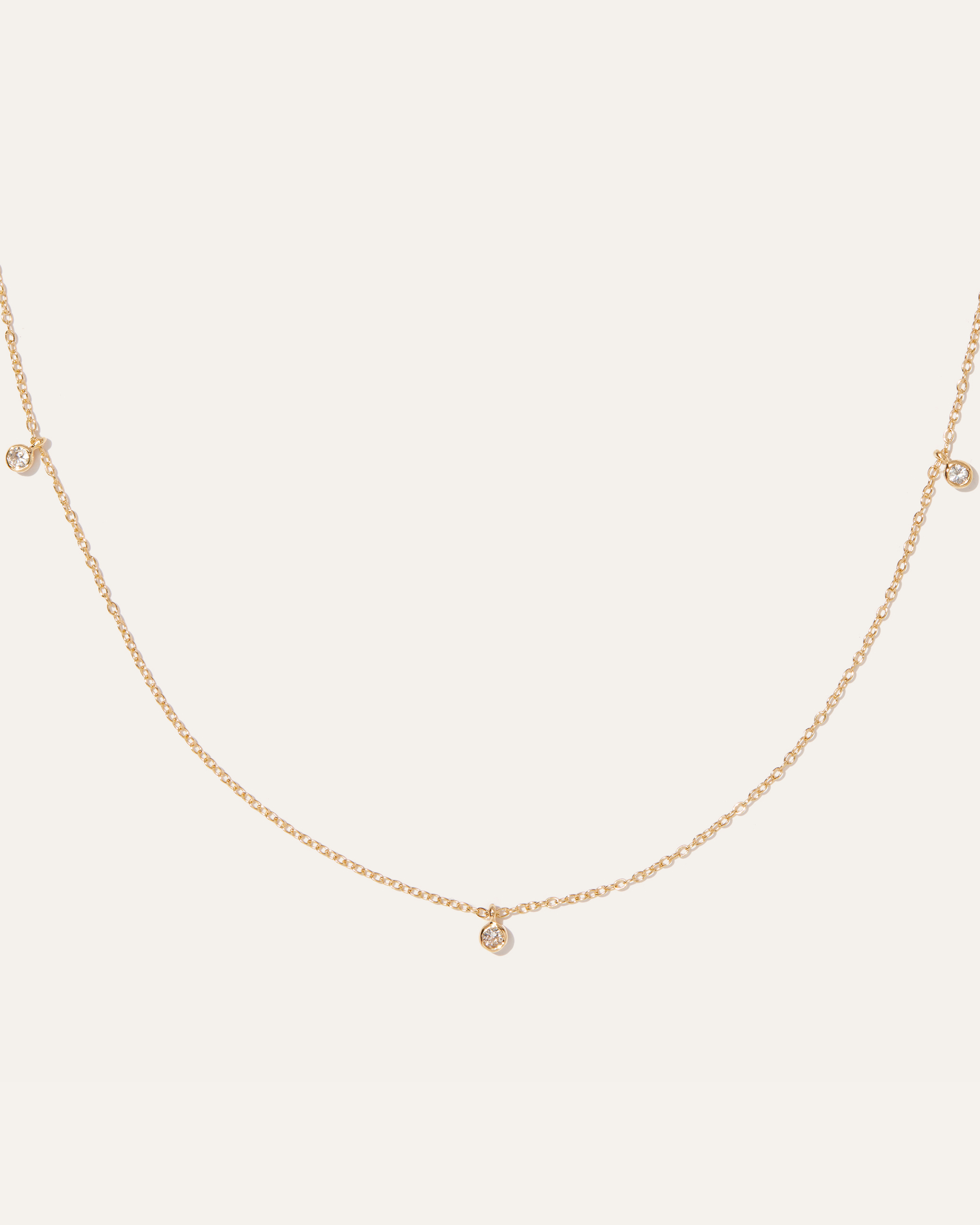 Gold Vermeil White Sapphire Triple Bezel Drop Choker