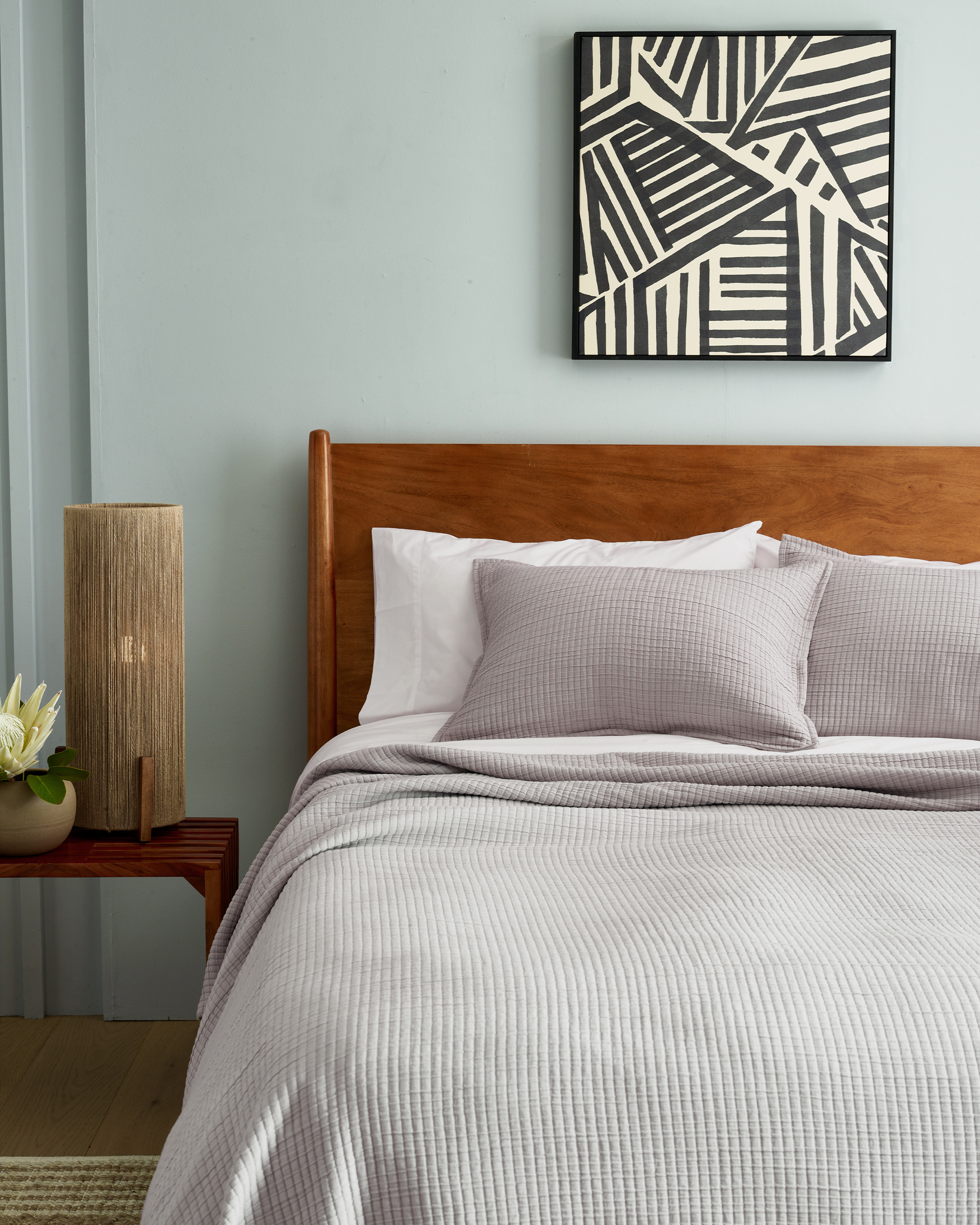 Light Grey Organic Ribbed Cotton Shams