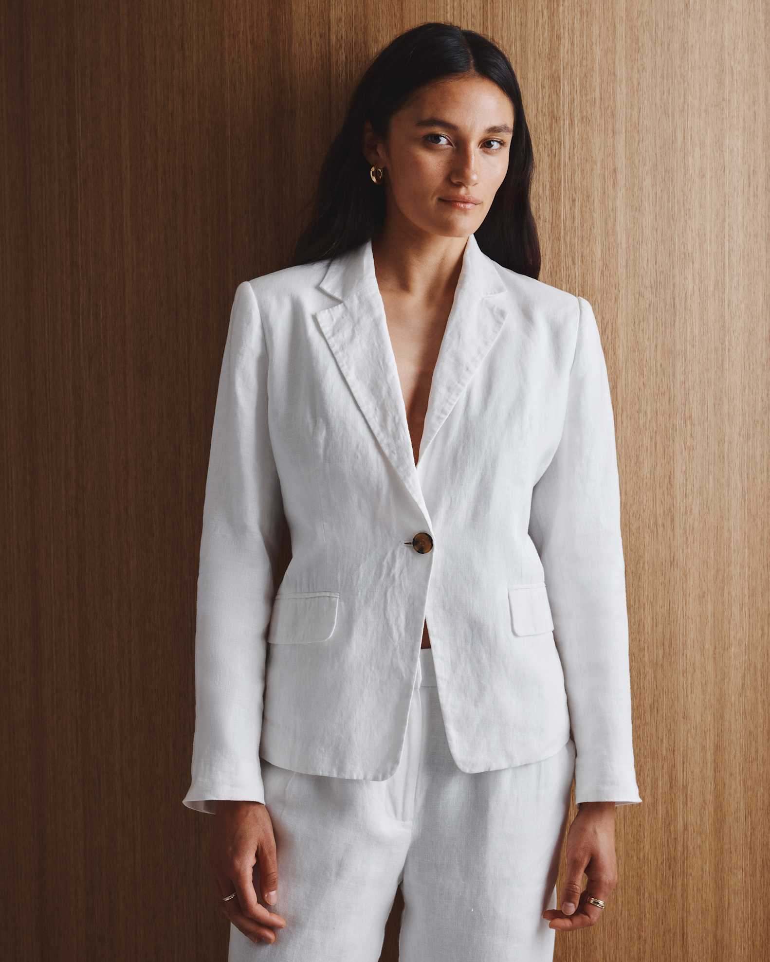 Women's 100% European Linen Structured Blazer in White, Size XL by Quince Women's 100% European Linen Structured Blazer in White, Size XL by Quince