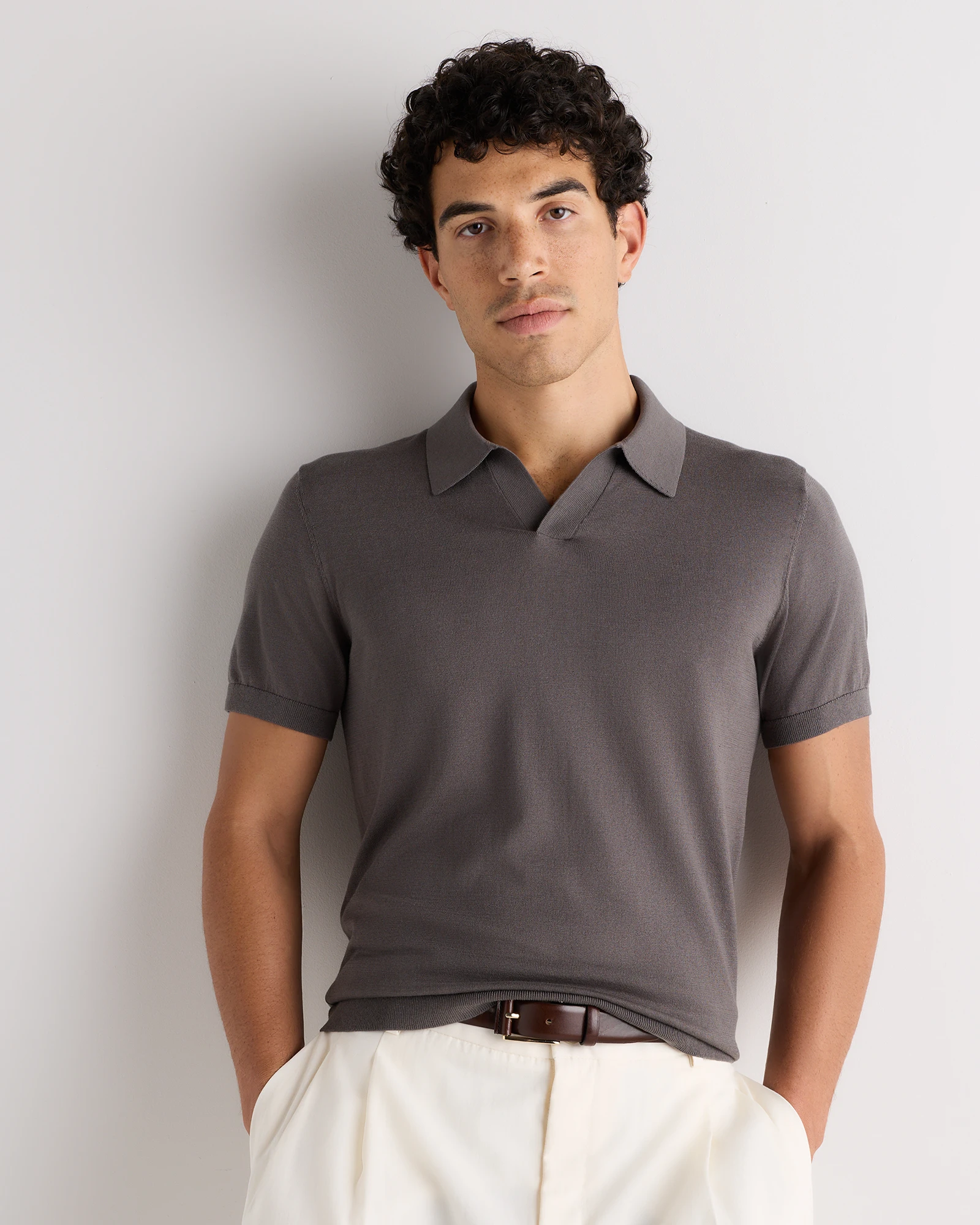 Cotton-Silk Johnny Collar Polo