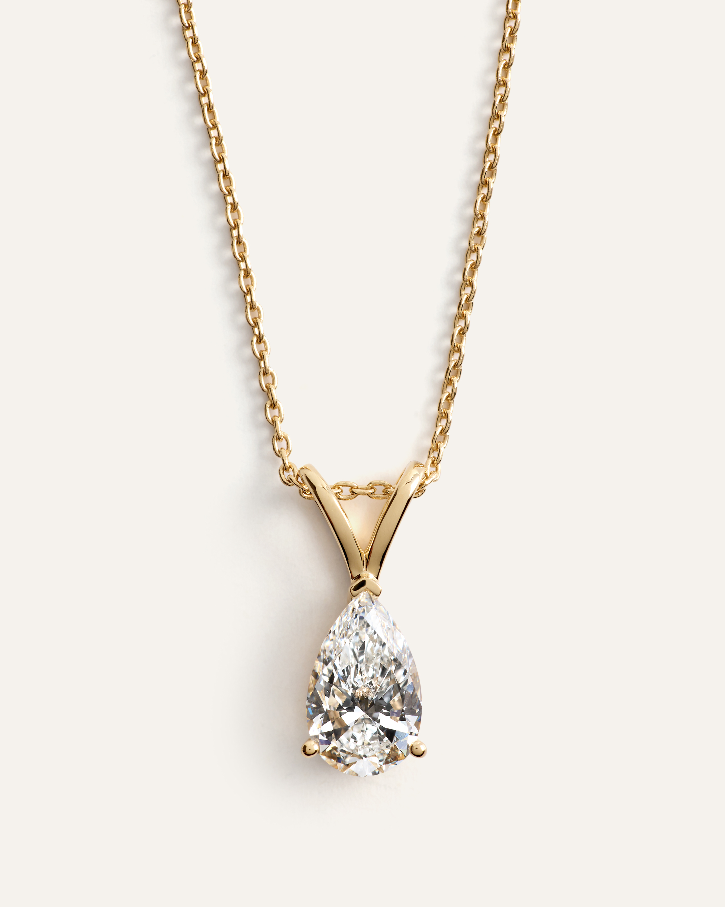 Yellow Gold 14K Gold Lab Grown Diamond Pear Solitaire Necklace - 1ctw