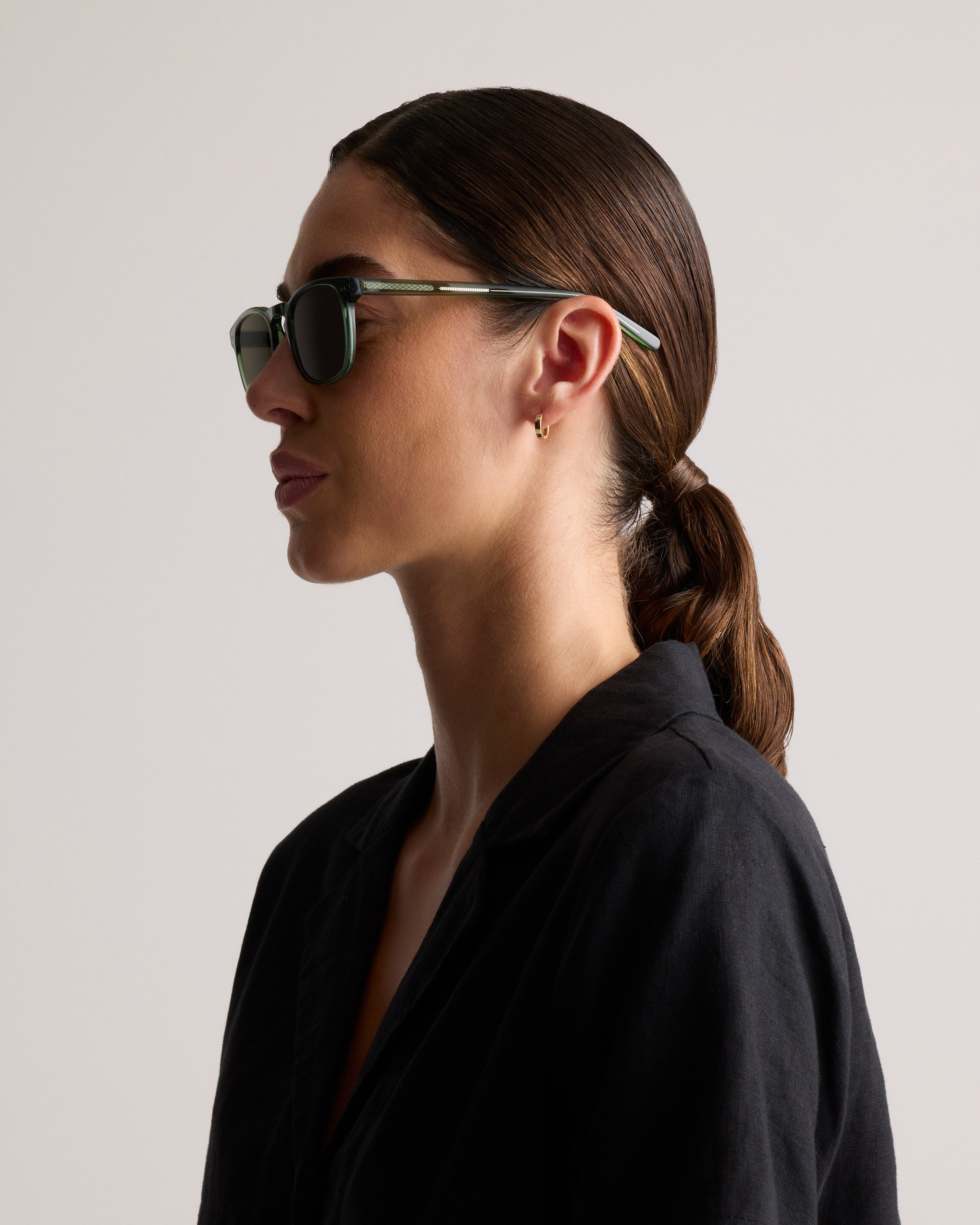 Boston Polarized Acetate Sunglasses in Clear Sage with Green lens