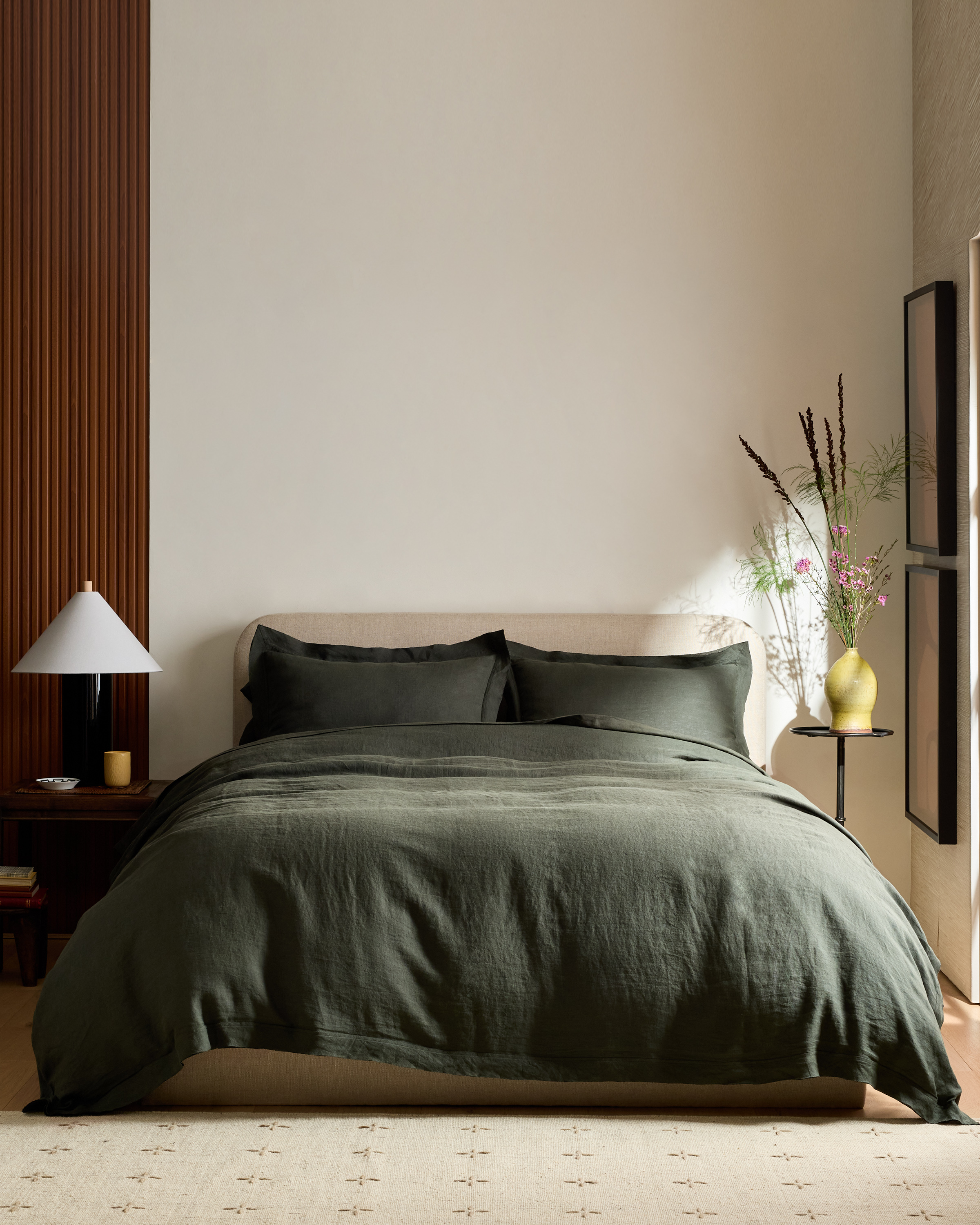 Pine European Linen Double Flange Duvet Cover Set