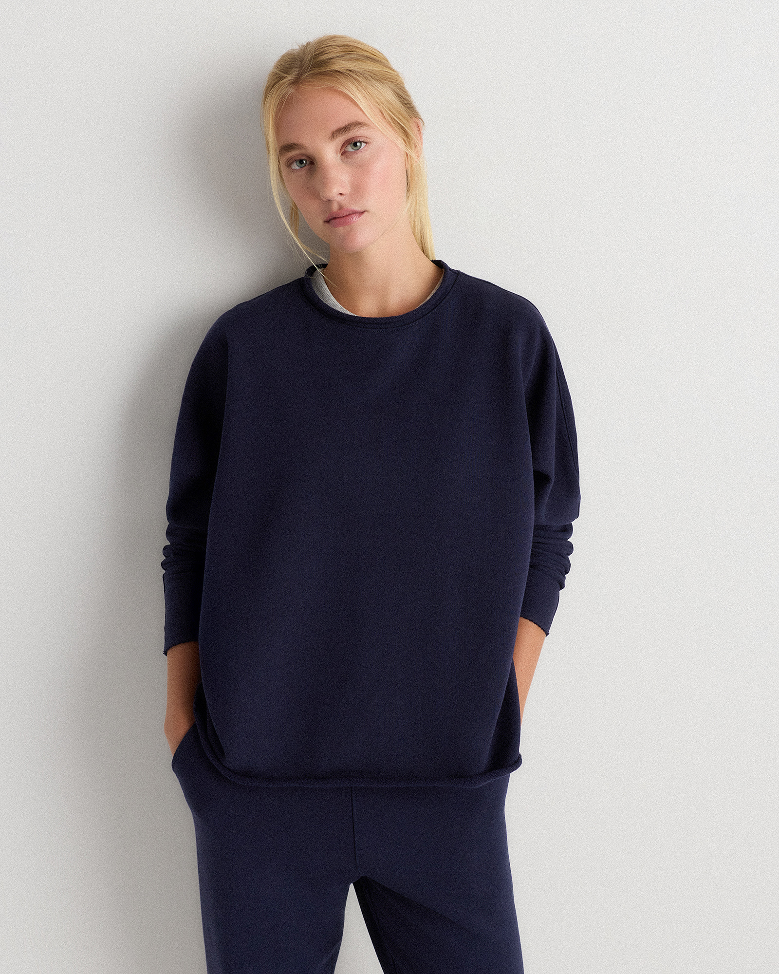Deep Navy Organic French Terry Crew