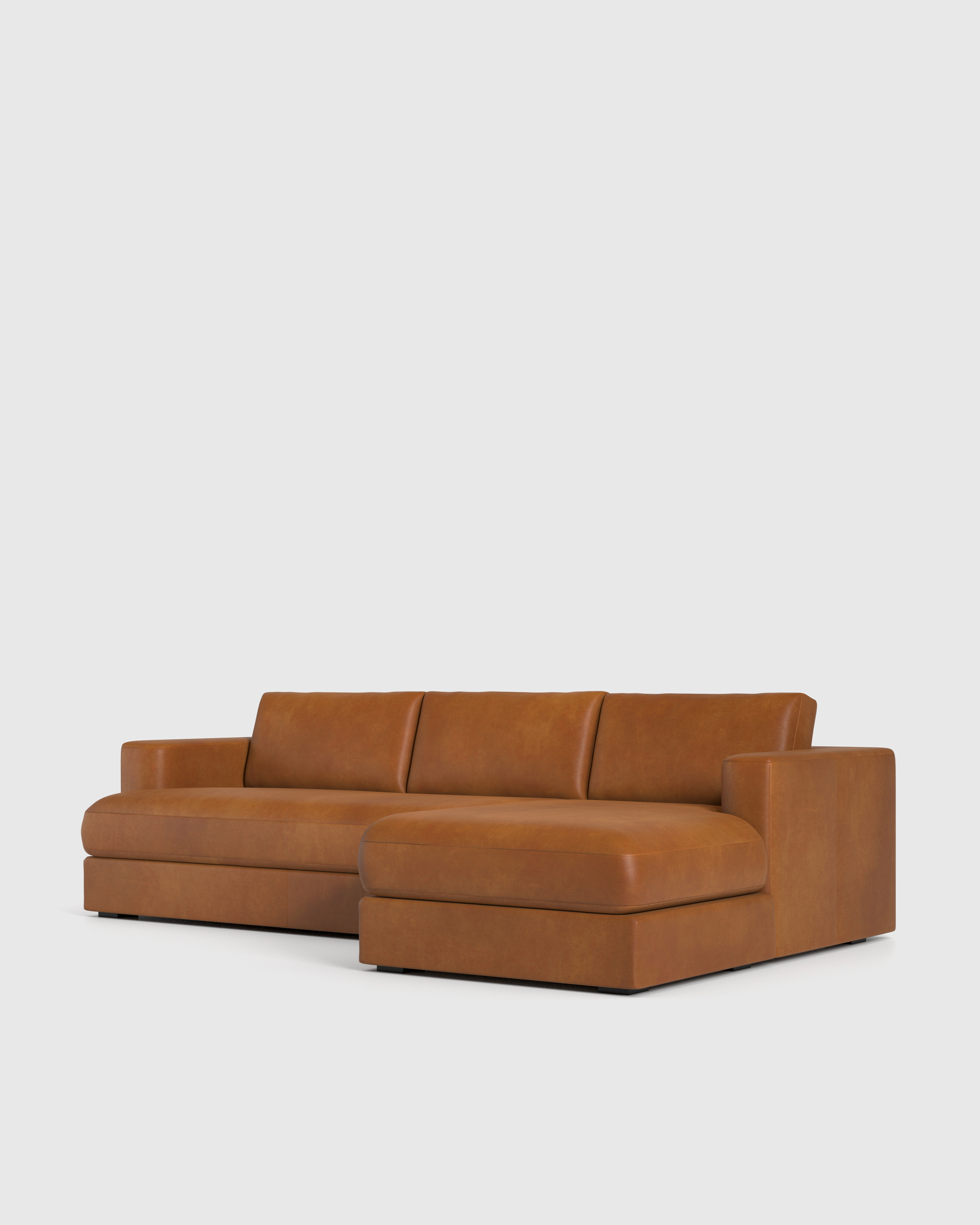 Sierra Leather Curved Arm Chaise Sectional