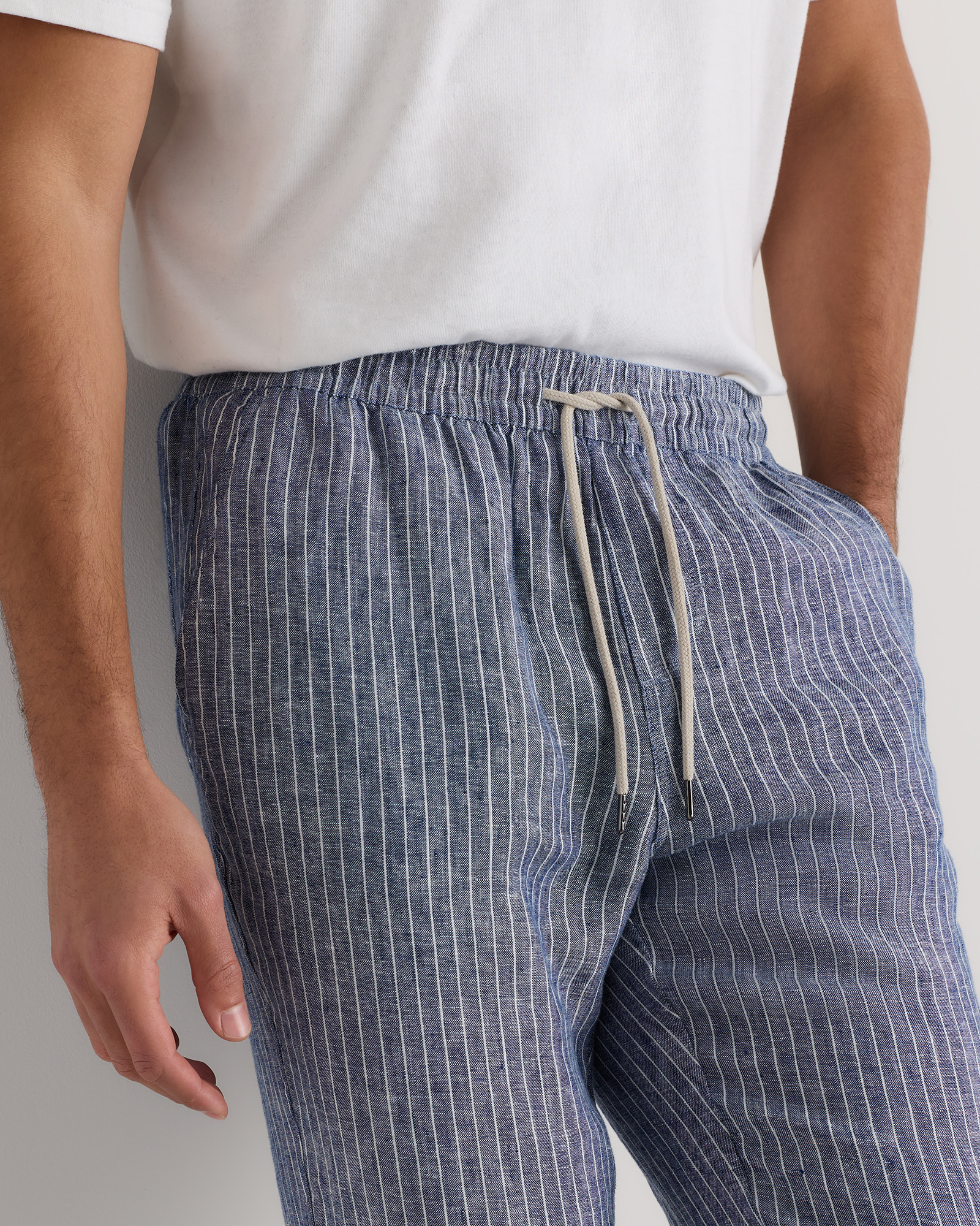 Men's 100% European Linen Drawstring Beach Pants - 34
