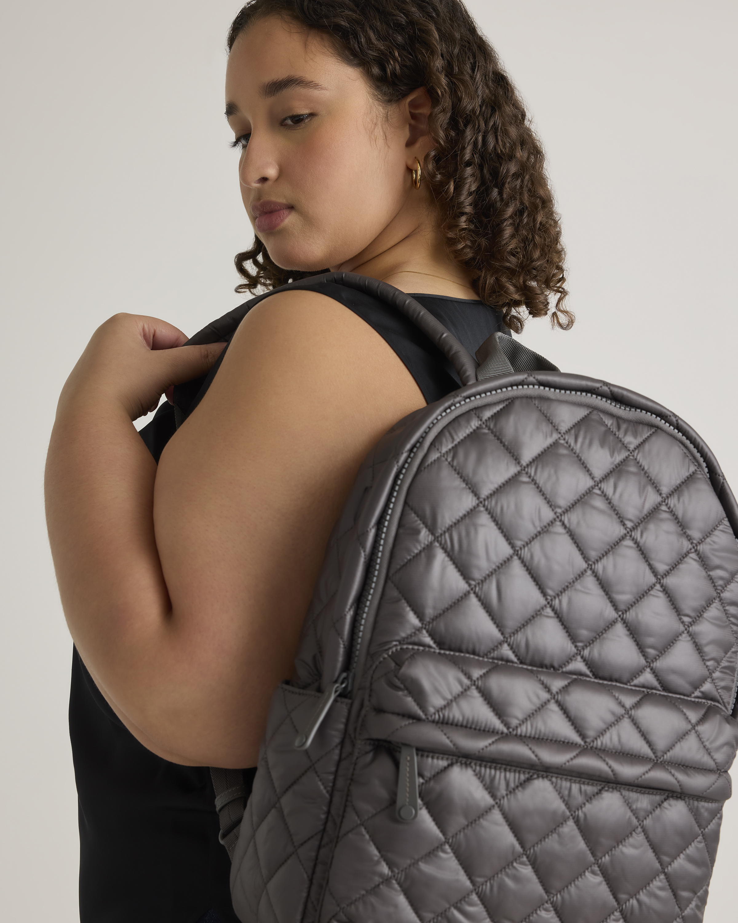 Transit Quilted Commuter Backpack in Charcoal display picture 2