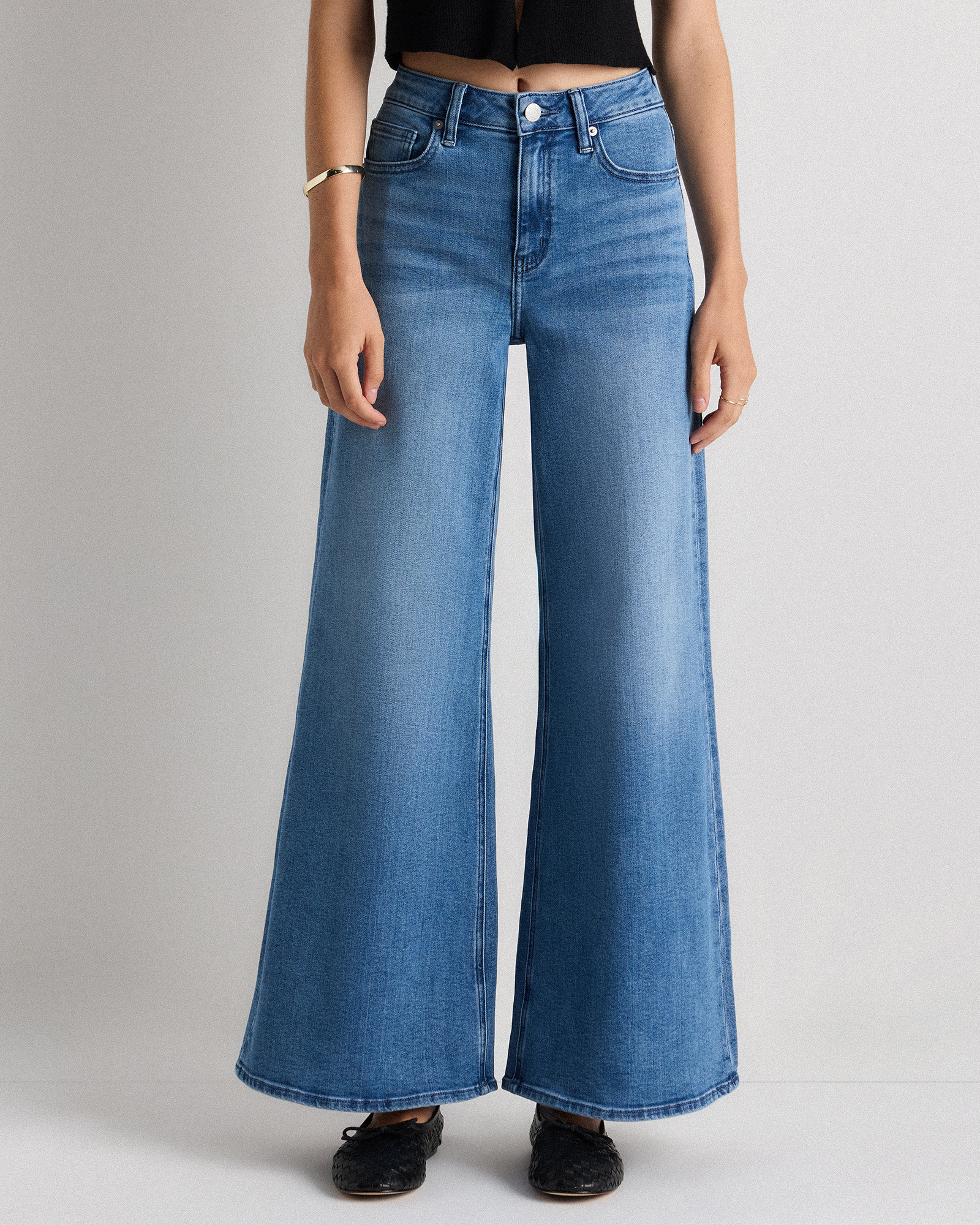 Quince Women's Bella Stretch Palazzo Jeans In Blue