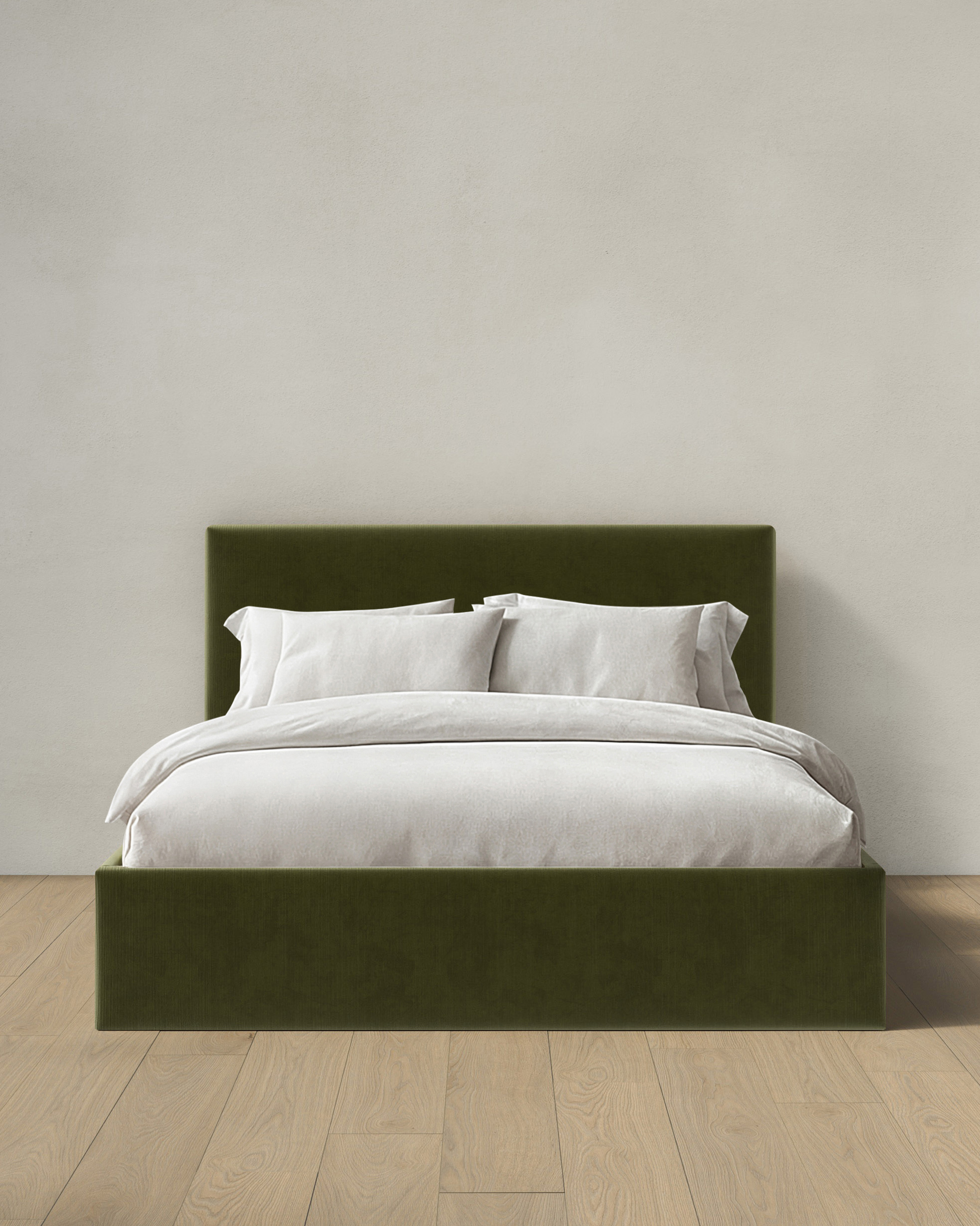 Moss Square Bed in Performance Velvet