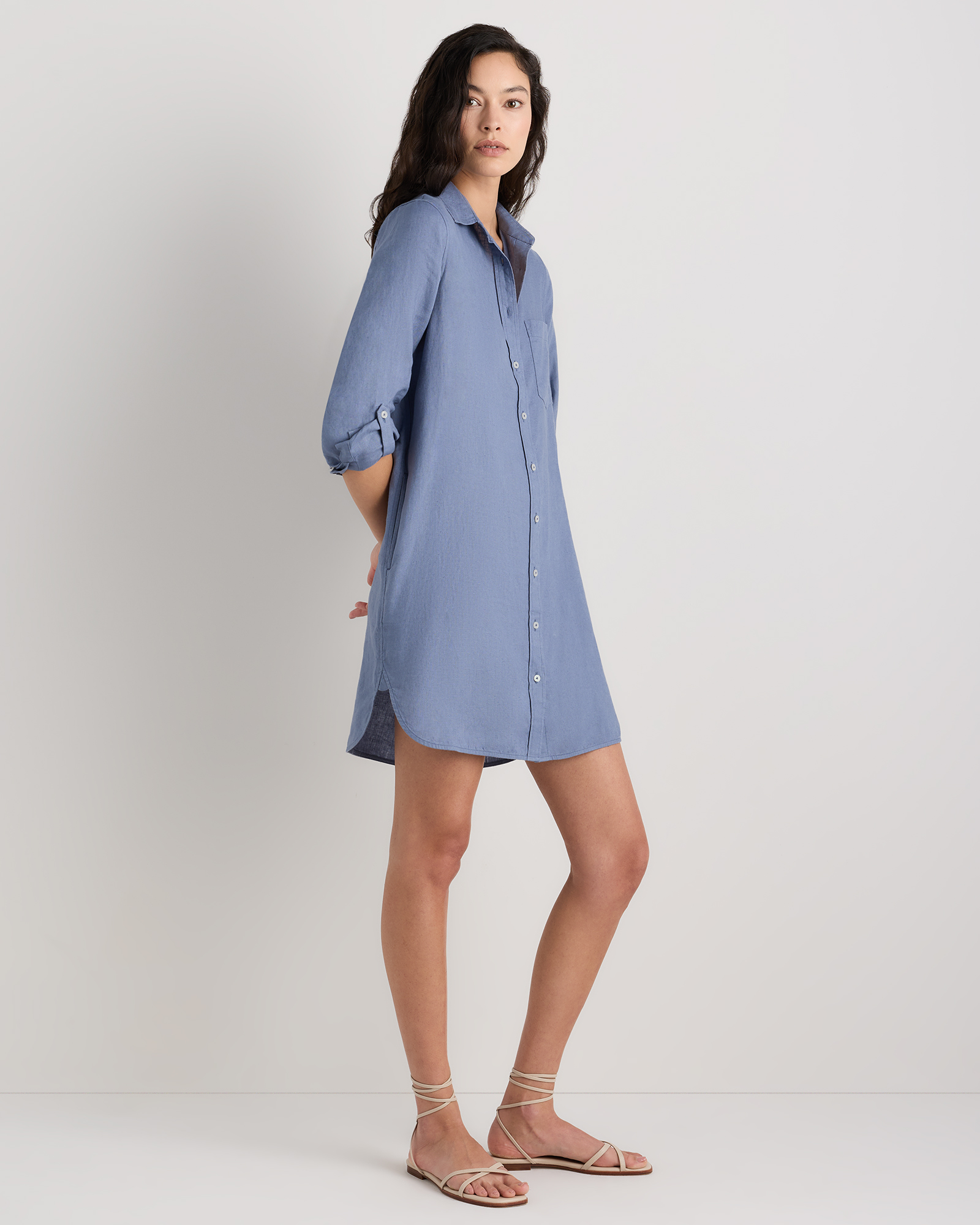 100% European Linen Shirt Dress