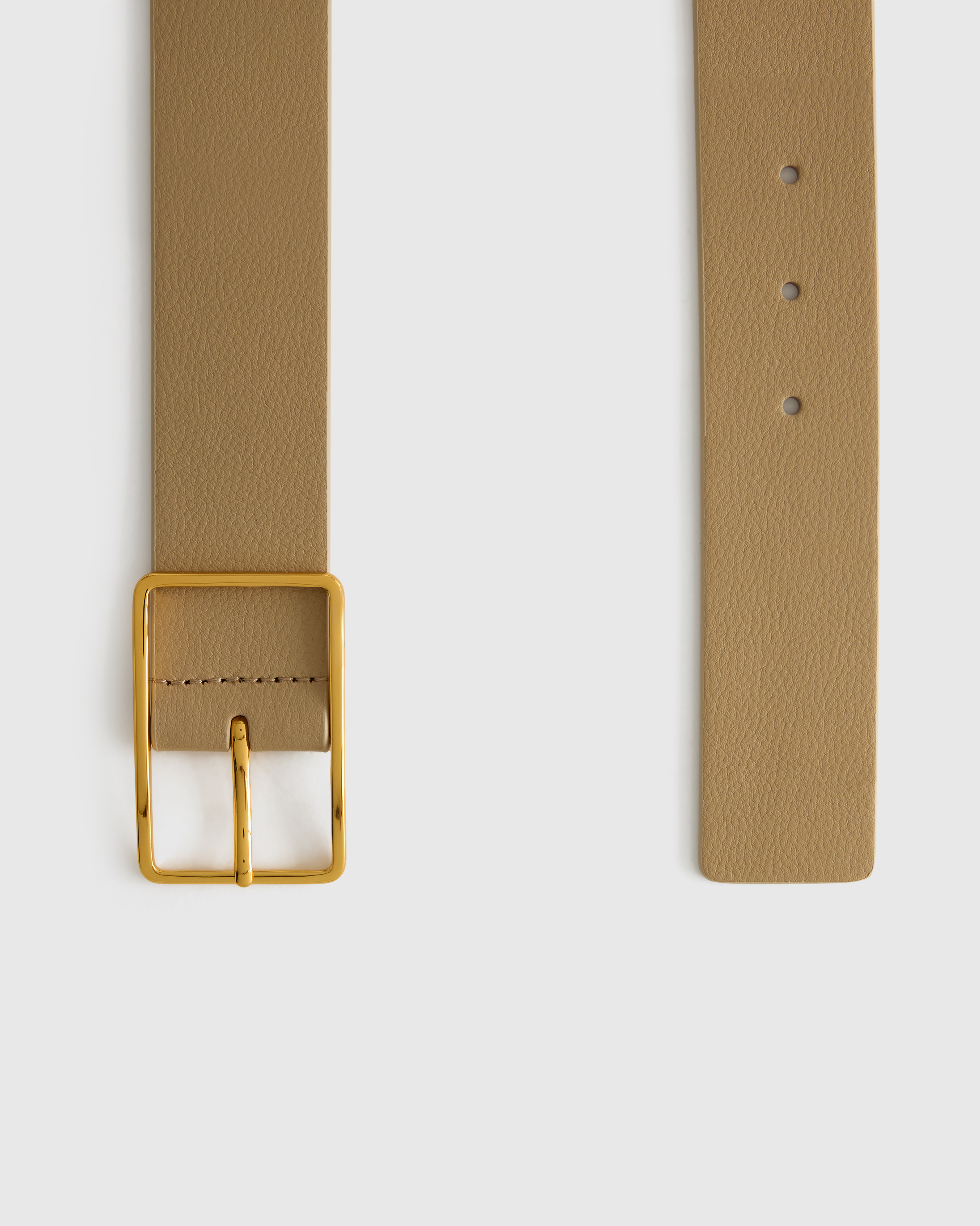 QUINCE Siena Rectangle European Belt - Mushroom Siena Rectangle European Leather Belt in Mushroom main image 3