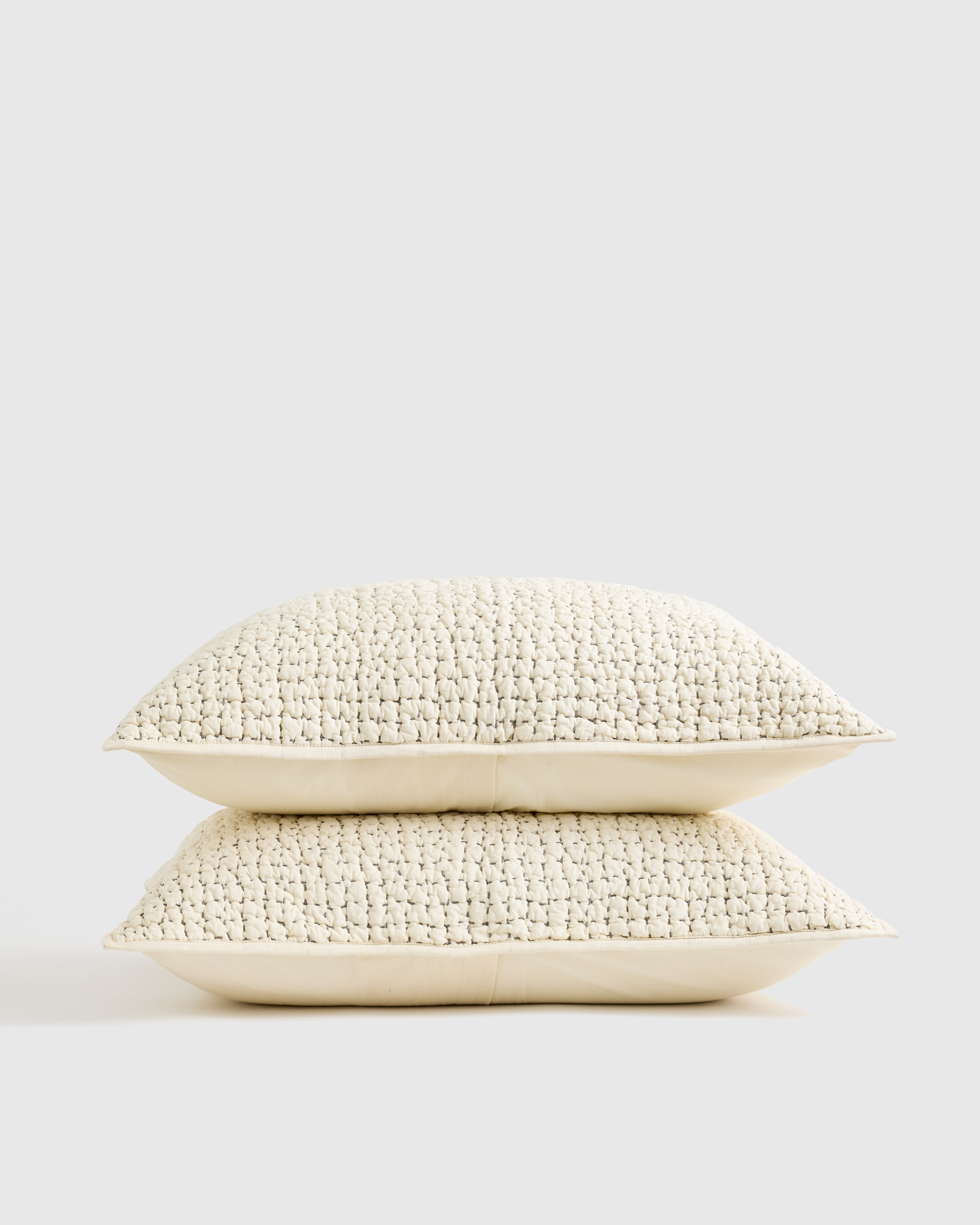 Undyed Organic Cotton Hand Stitched Quilted Sham Set