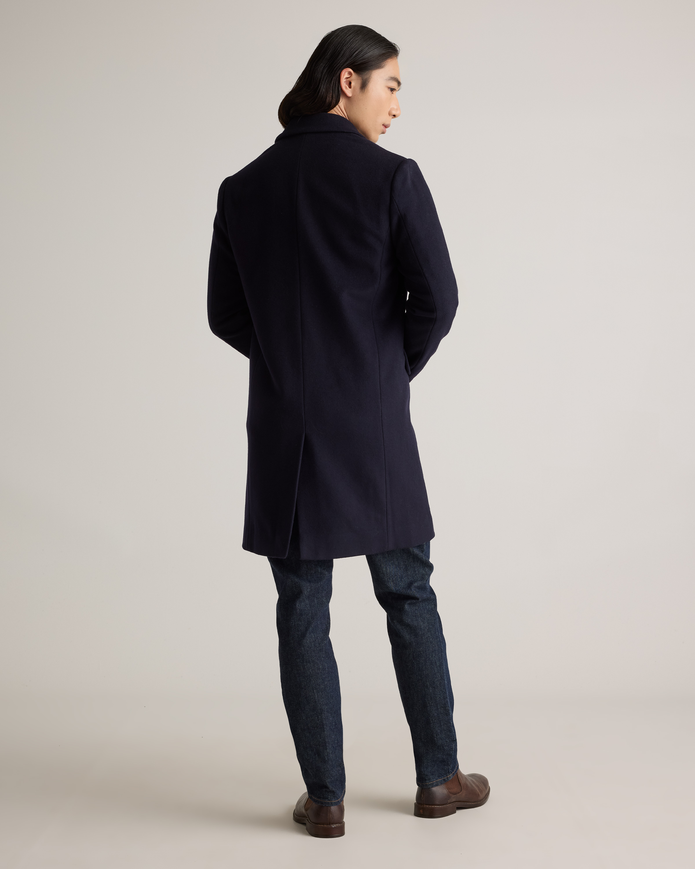 Italian Wool Overcoat in Cadet Blue