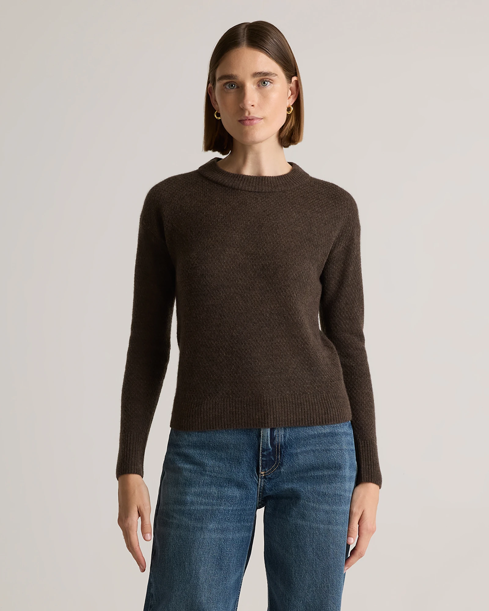 Baby Alpaca-Wool Diamond Stitch Crew