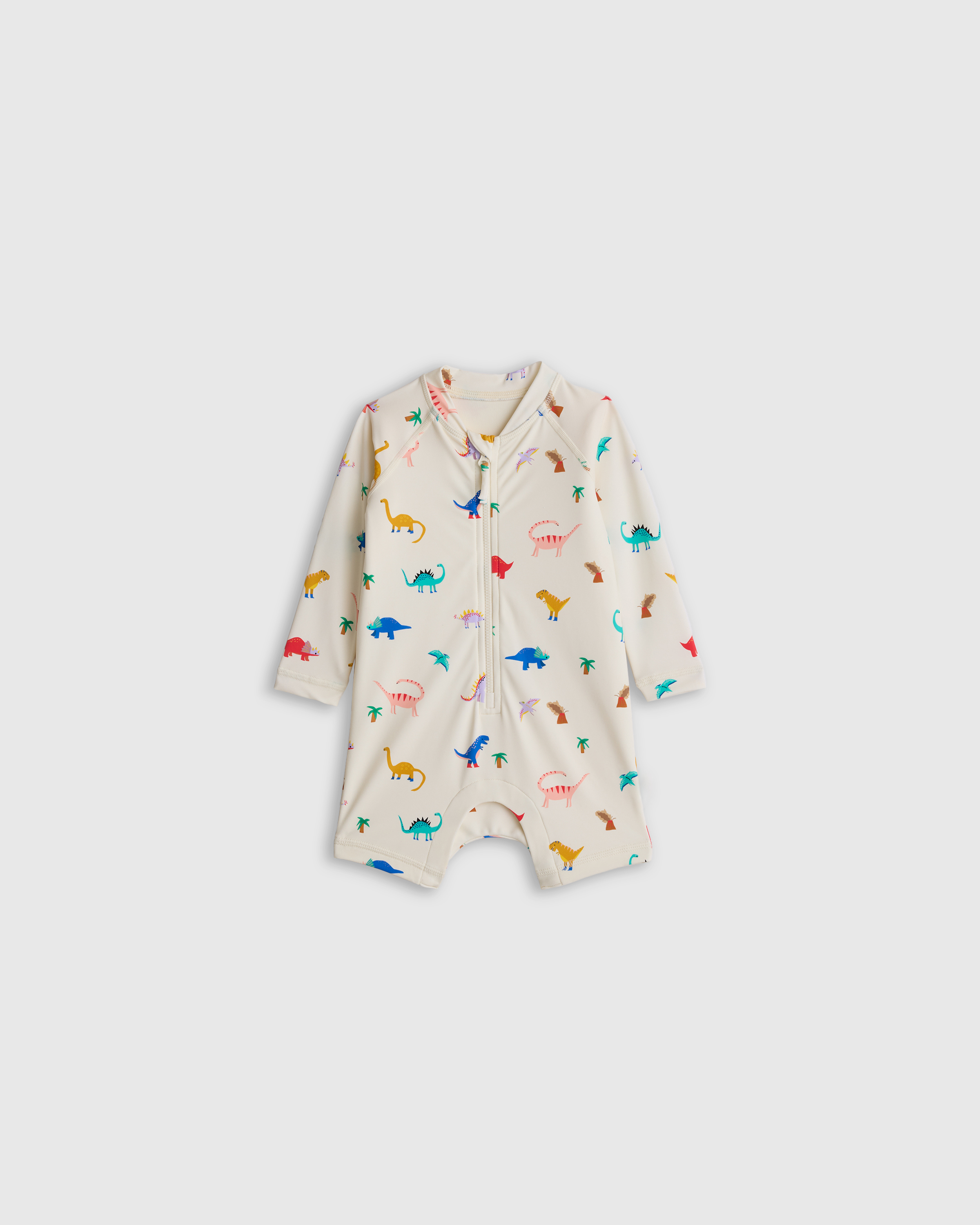 Dinosaurs Long Sleeve Zip-Up Rash Guard One-Piece